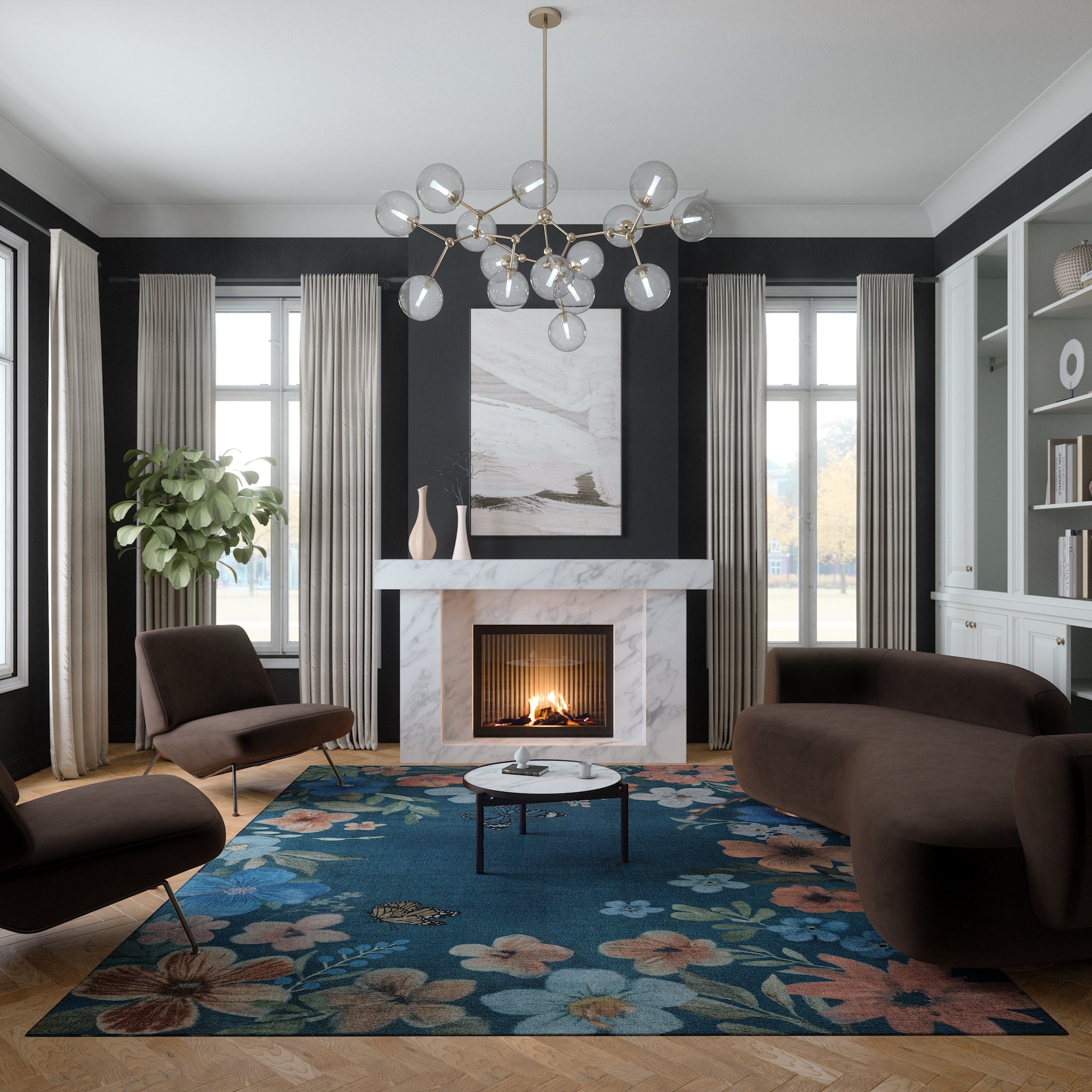 Marbella Floral Frame Rug