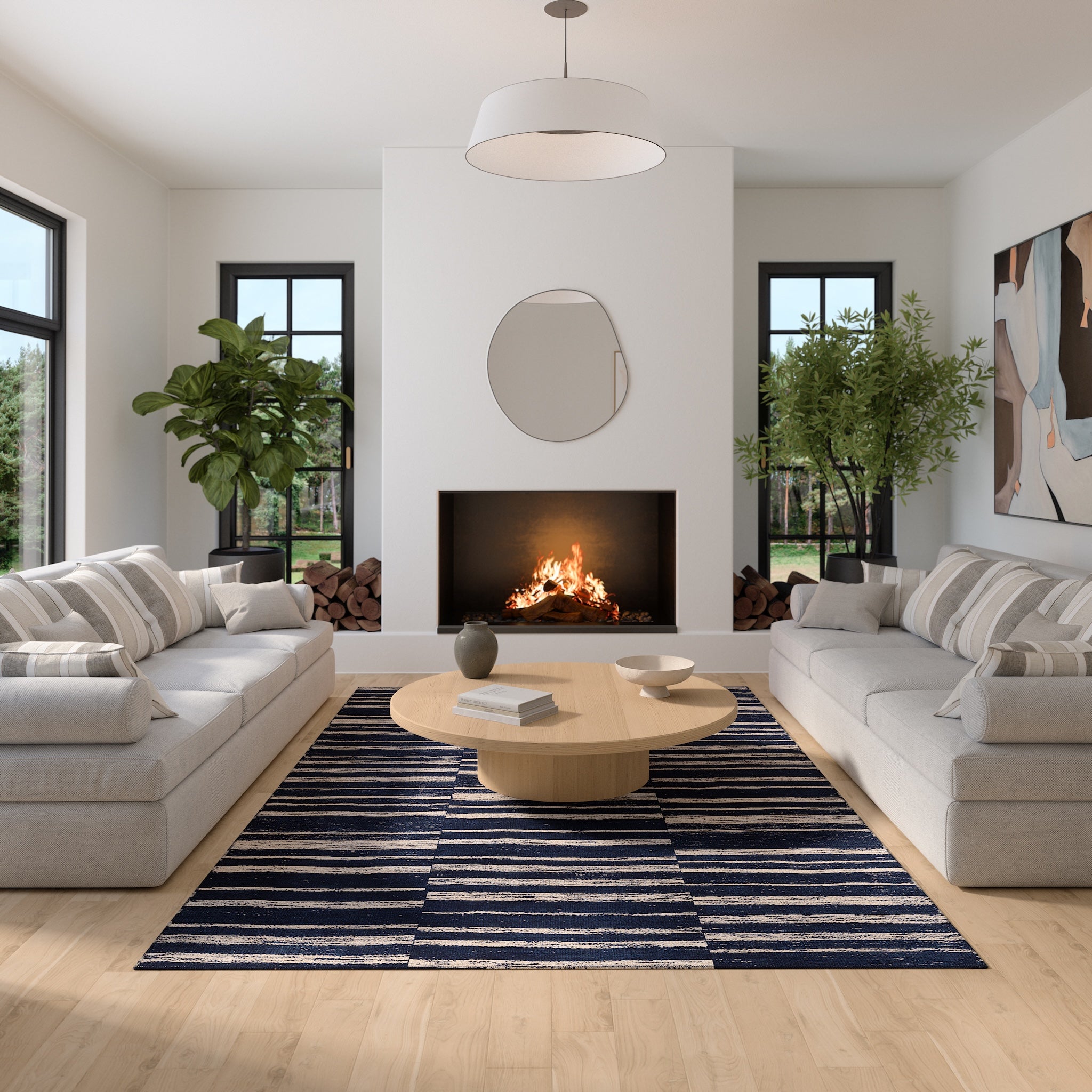 Remi Alfombra Moderna a Rayas