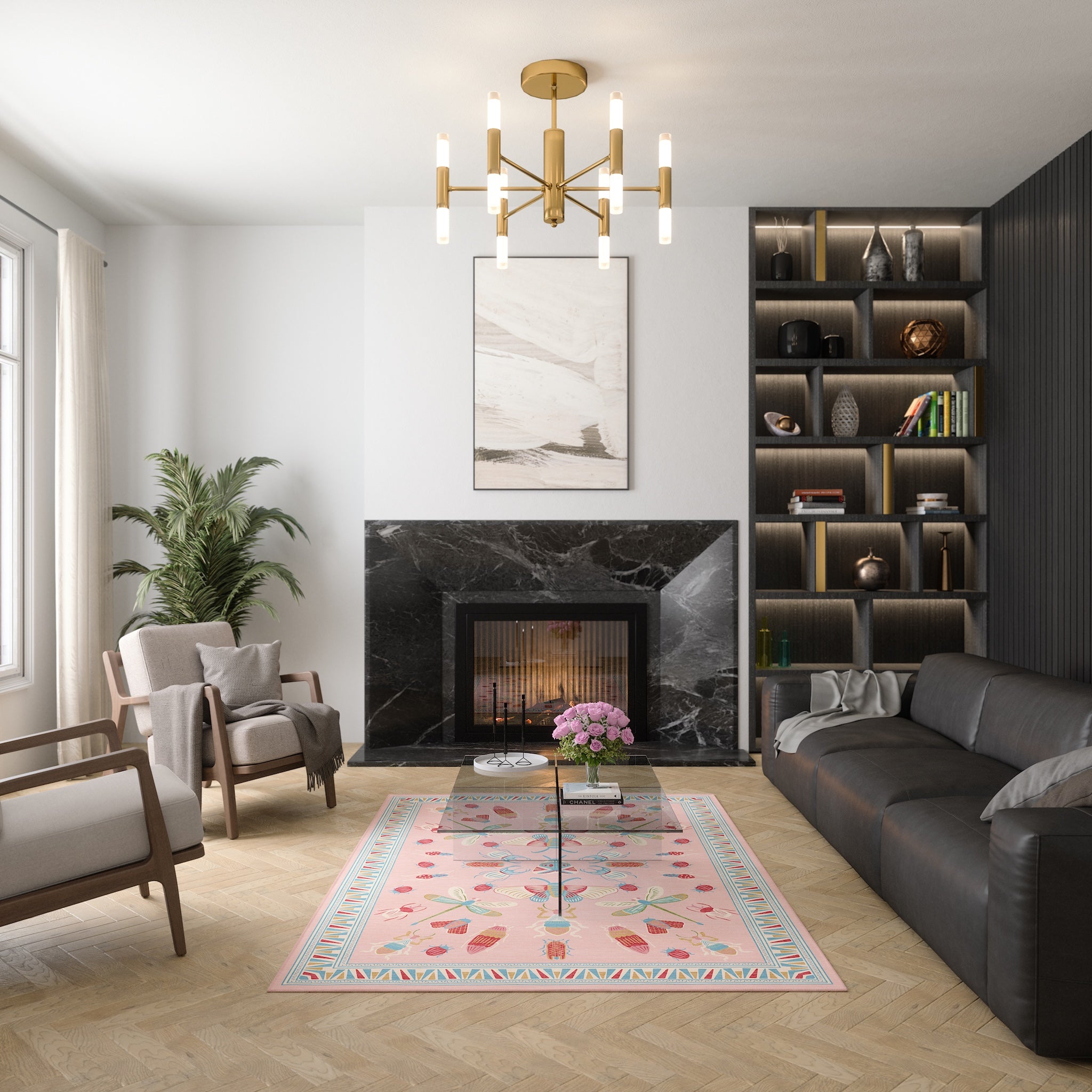 Thalia Eklektiškas Vabzdžių Motyvo Kilimas