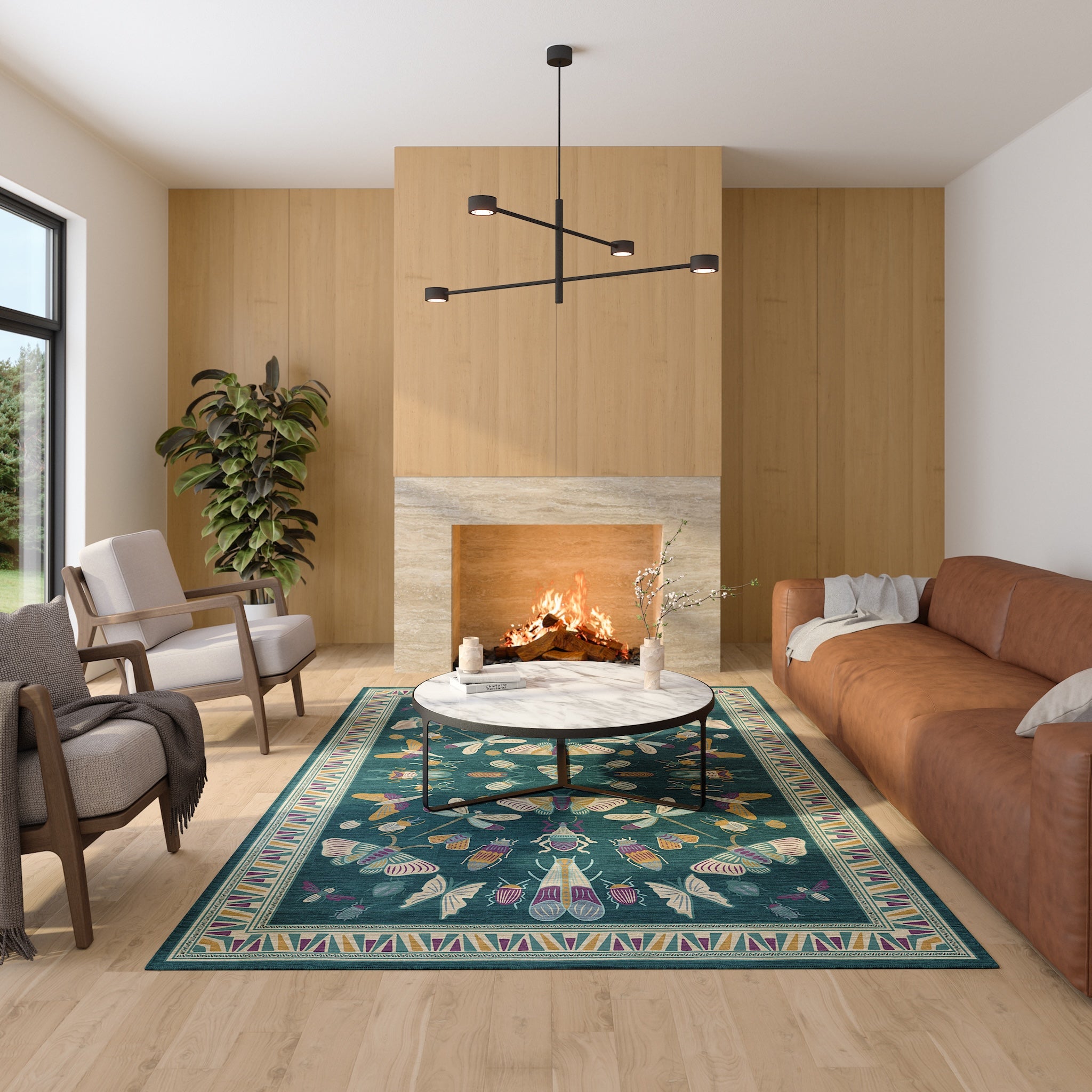 Thalia Eklektiškas Vabzdžių Motyvo Kilimas