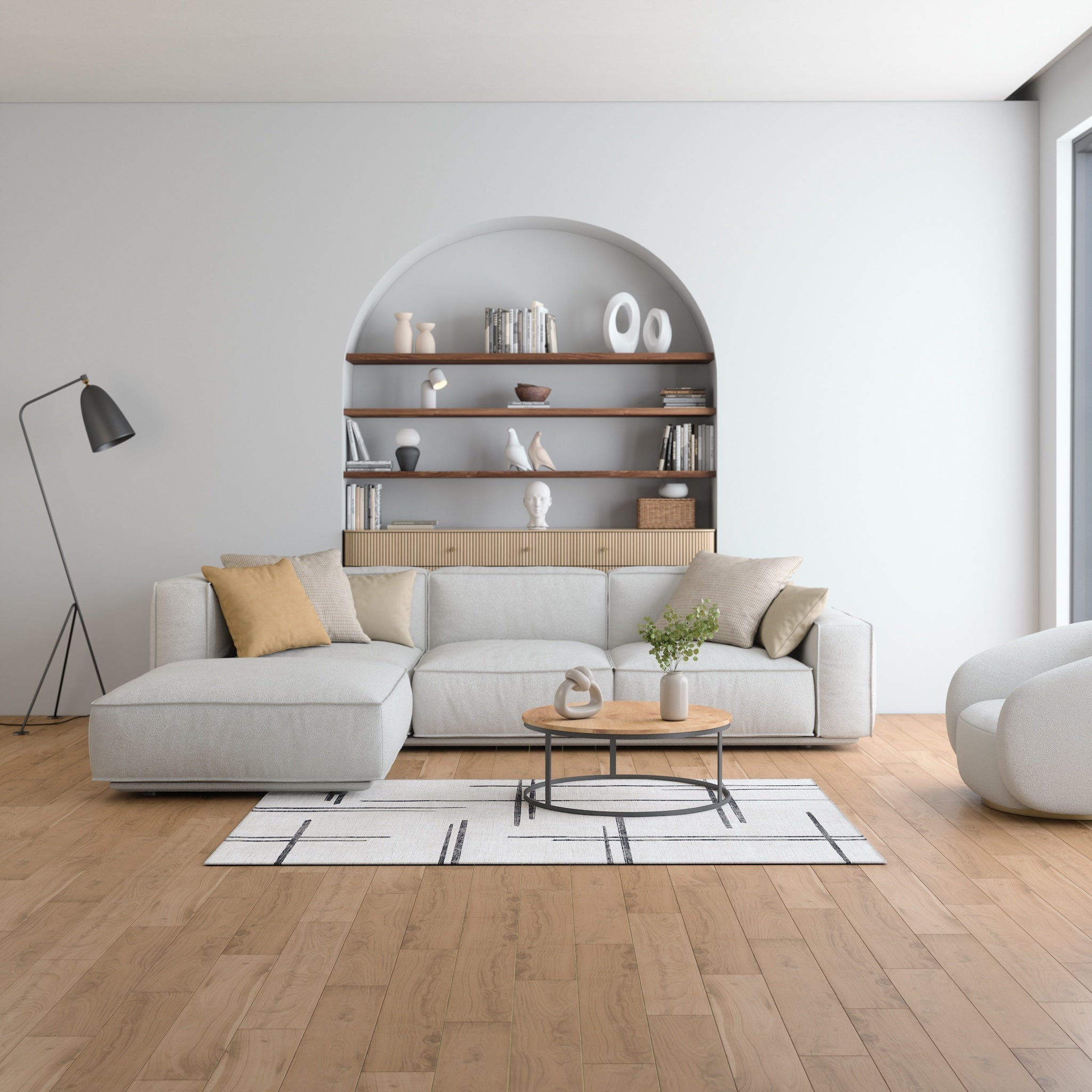 Sage Alfombra de Diseño Lineal Abstracto