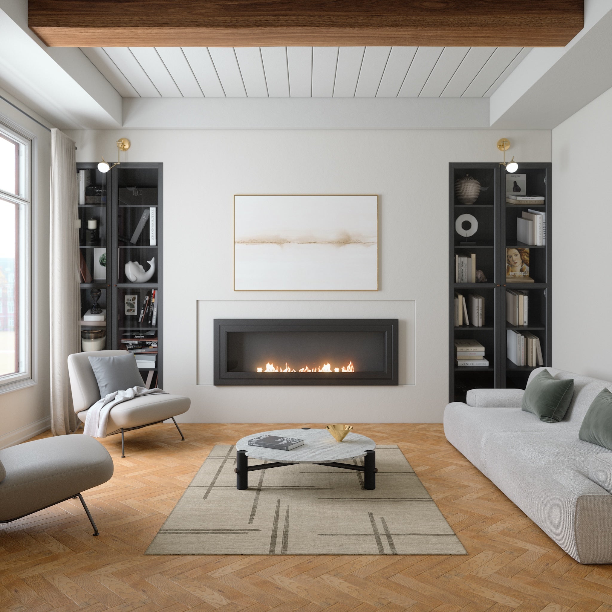 Sage Alfombra de Diseño Lineal Abstracto