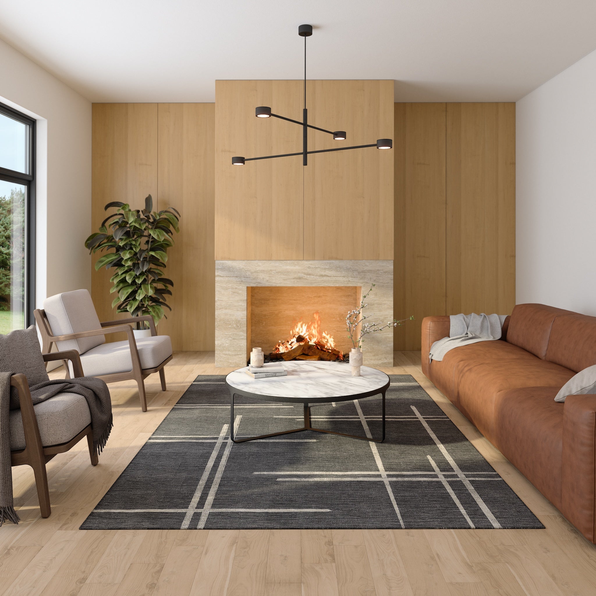 Sage Alfombra de Diseño Lineal Abstracto