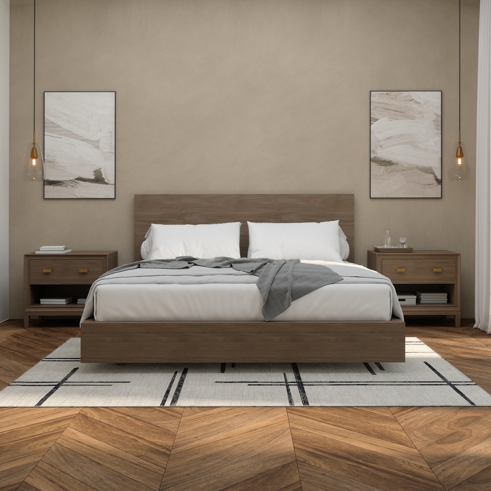 Sage Alfombra de Diseño Lineal Abstracto