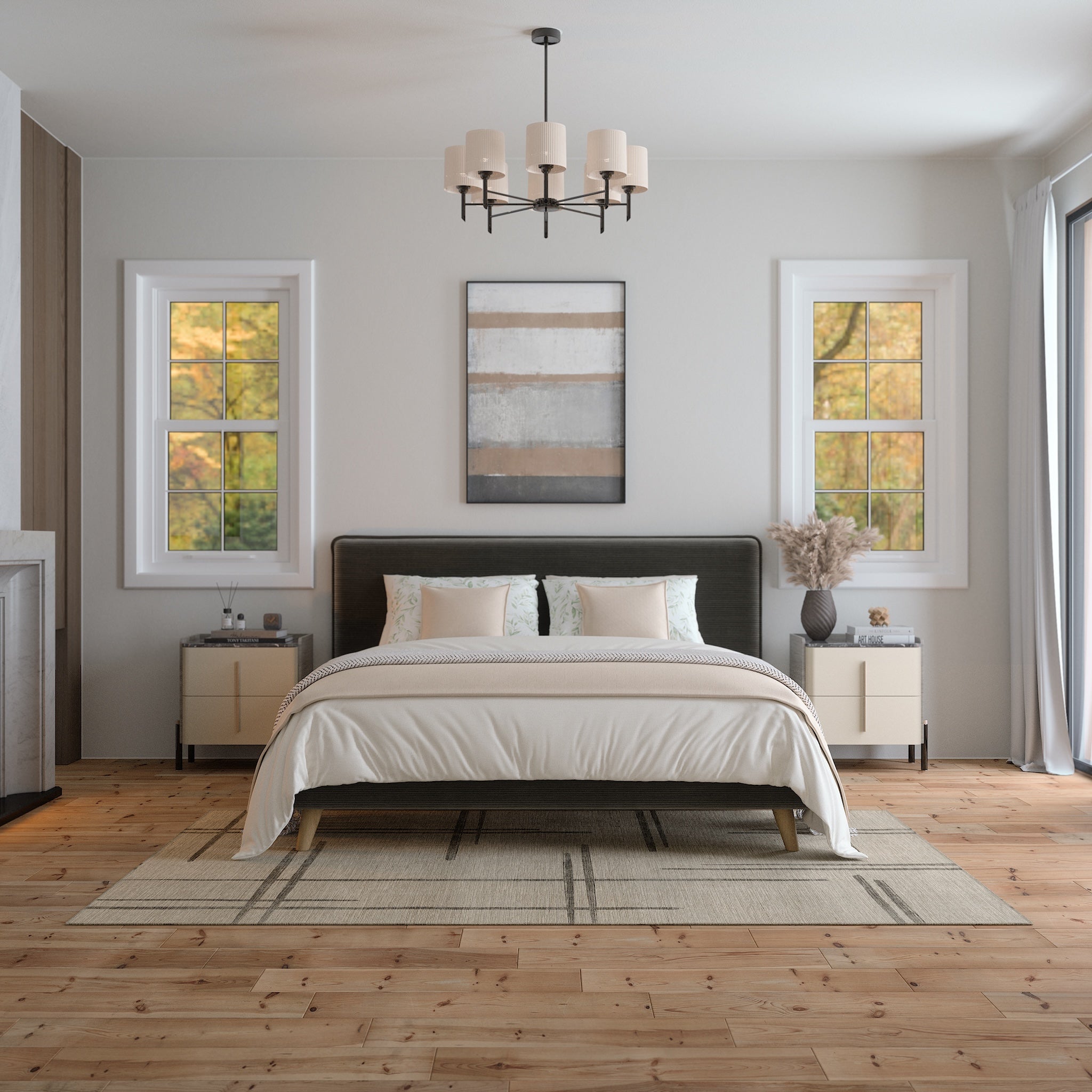 Sage Alfombra de Diseño Lineal Abstracto