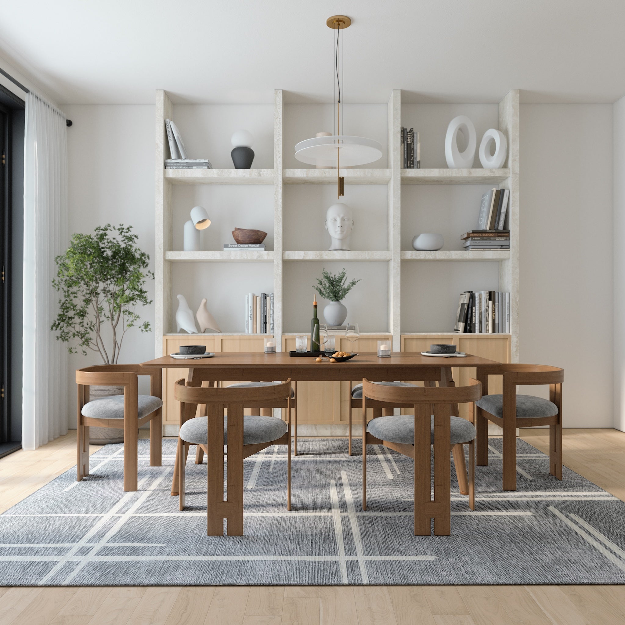 Sage Alfombra de Diseño Lineal Abstracto