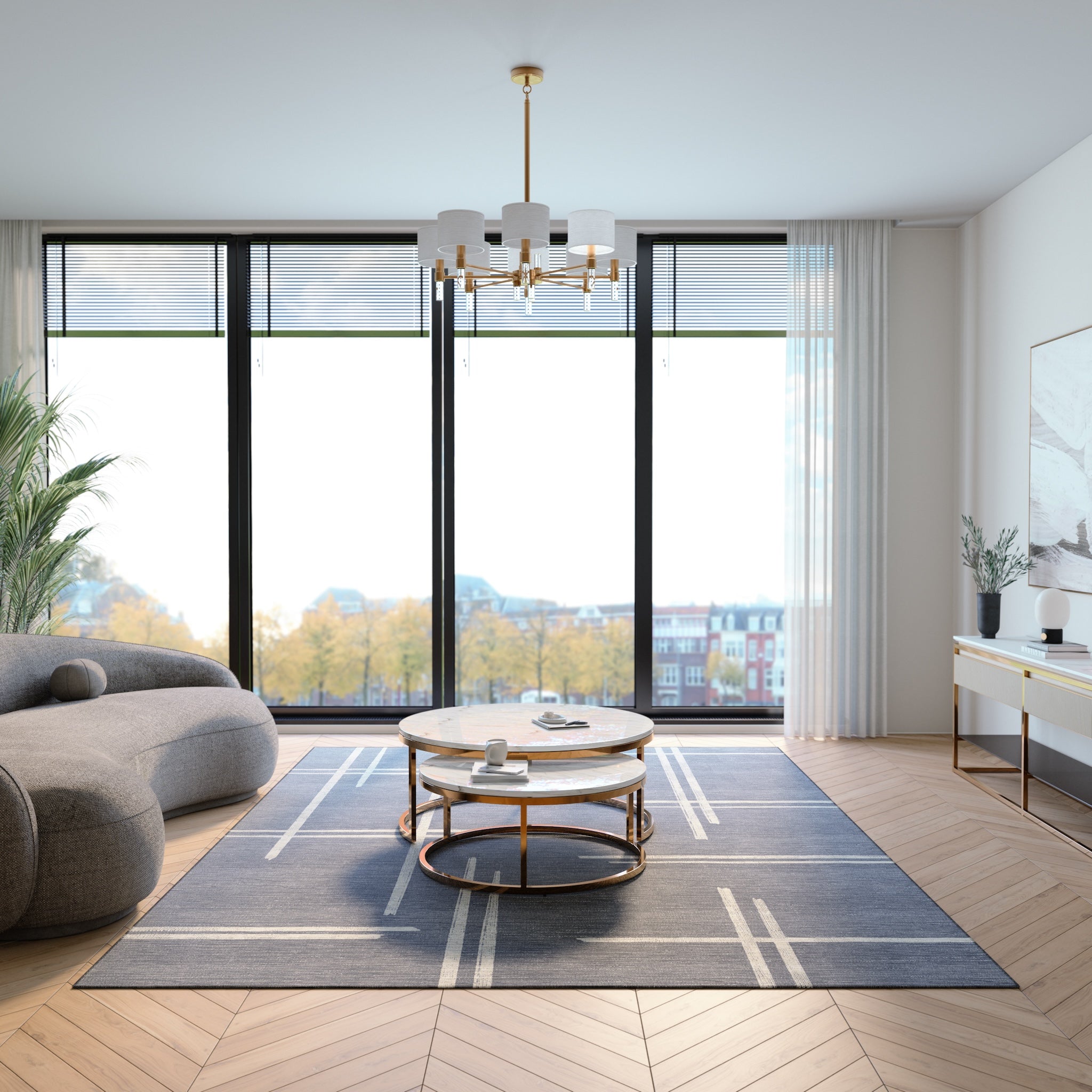 Sage Alfombra de Diseño Lineal Abstracto