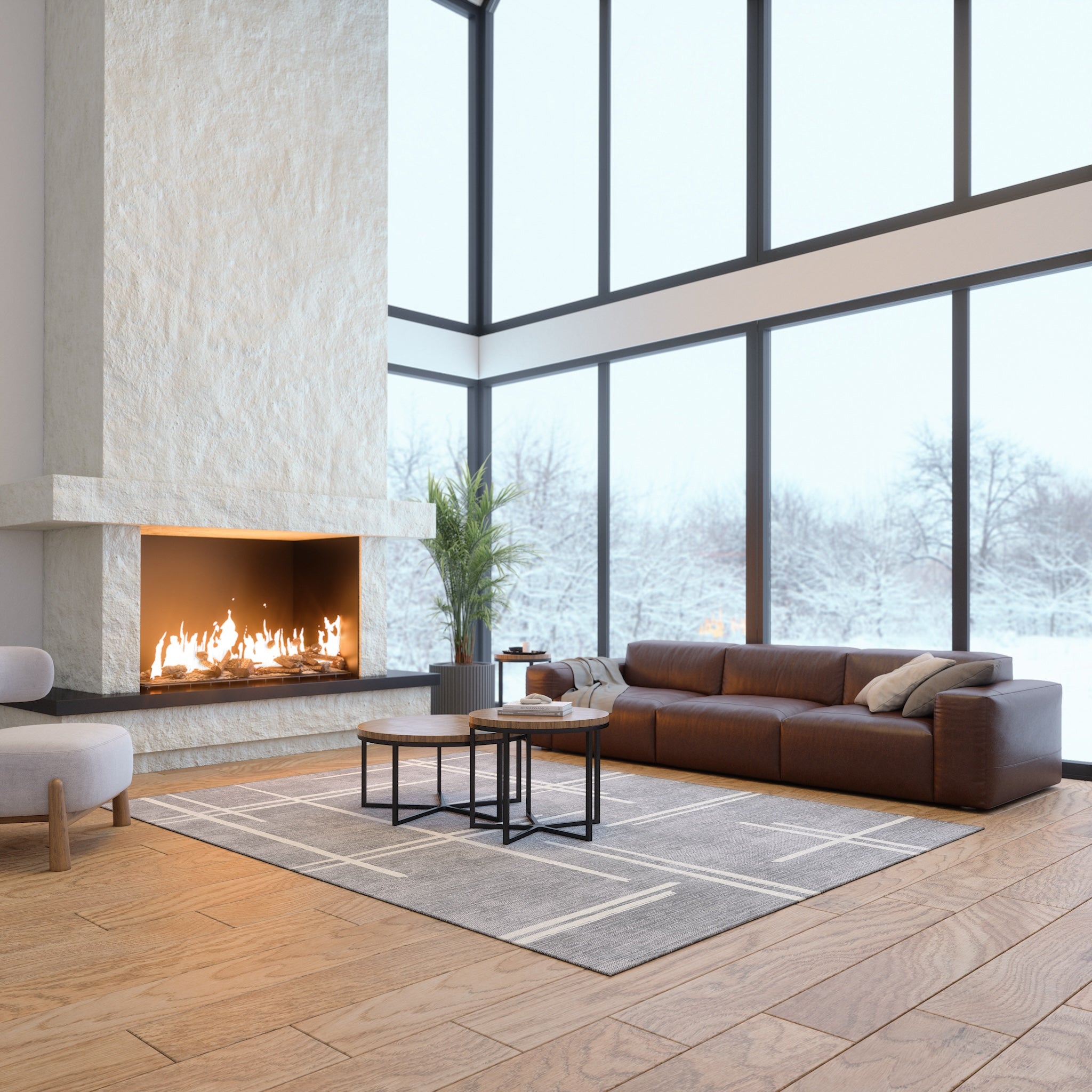 Sage Alfombra de Diseño Lineal Abstracto