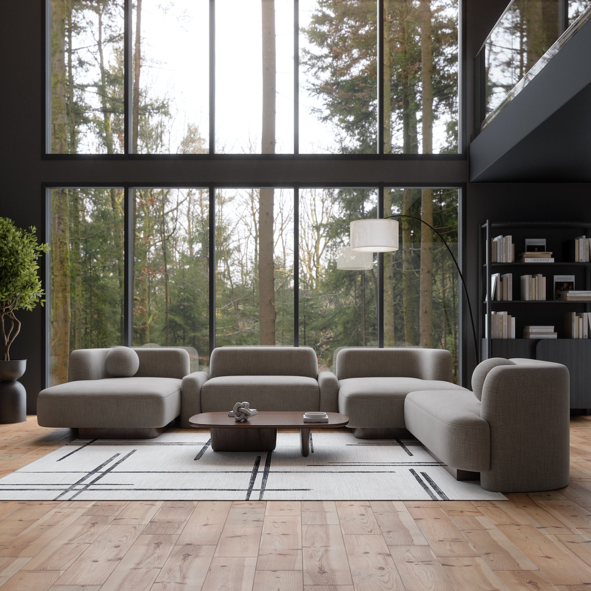 Sage Alfombra de Diseño Lineal Abstracto