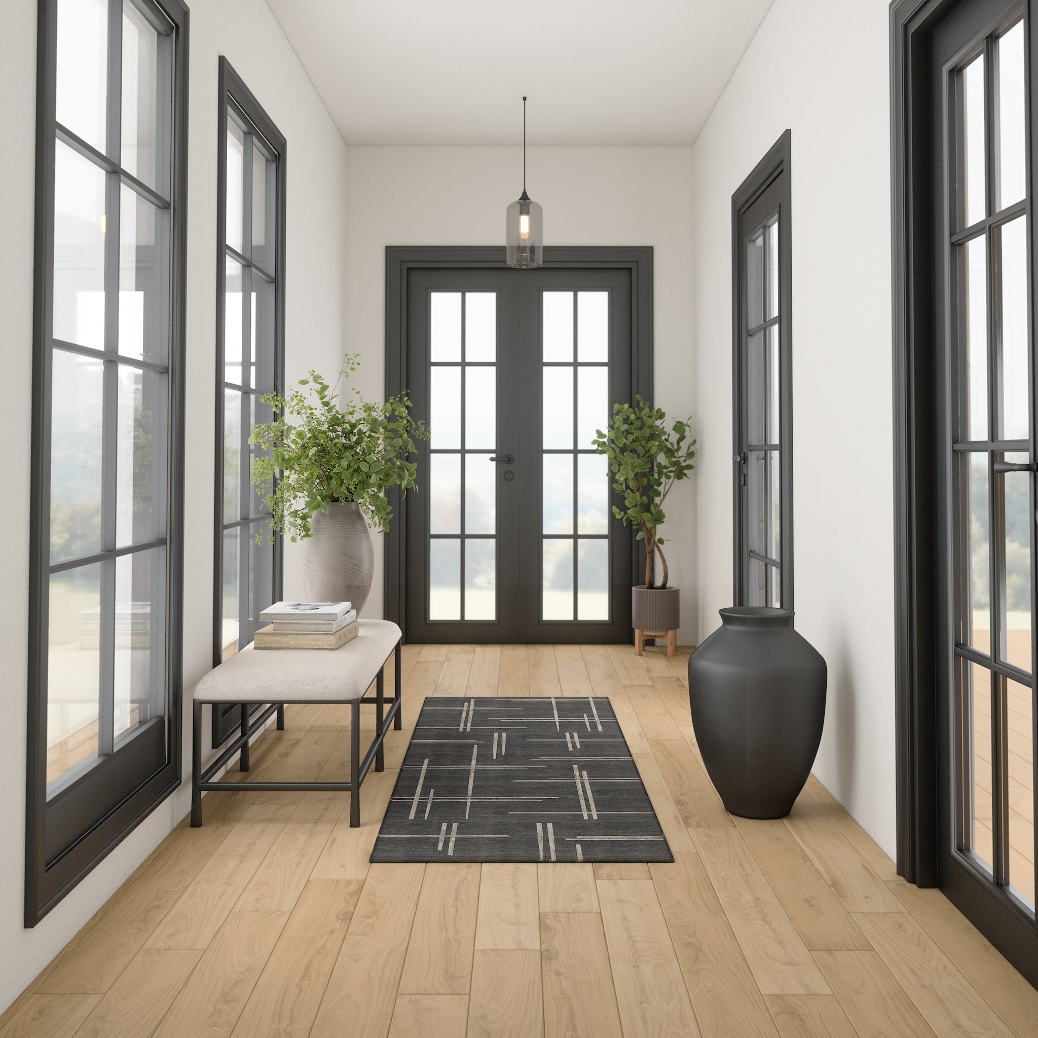 Sage Alfombra de Diseño Lineal Abstracto