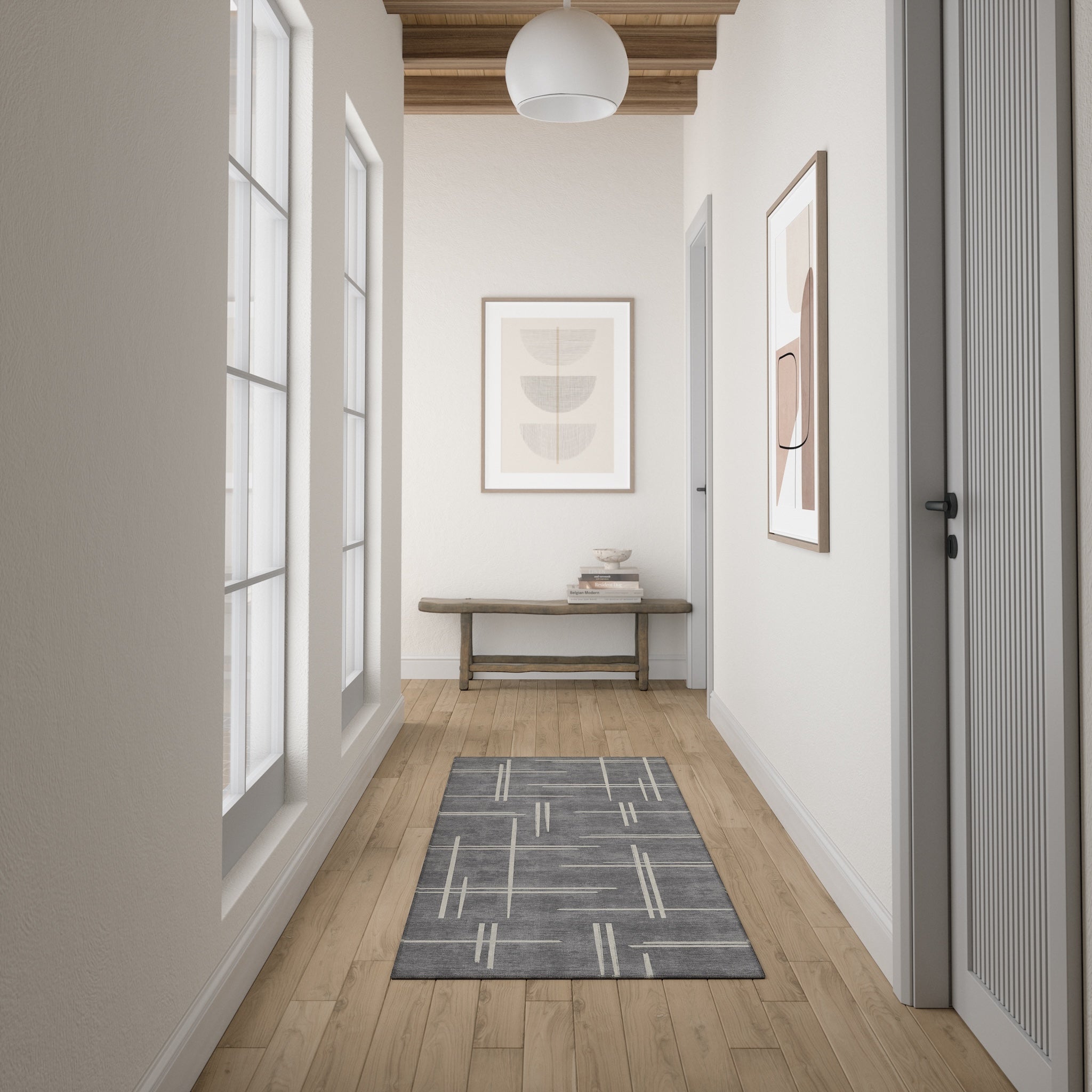 Sage Alfombra de Diseño Lineal Abstracto