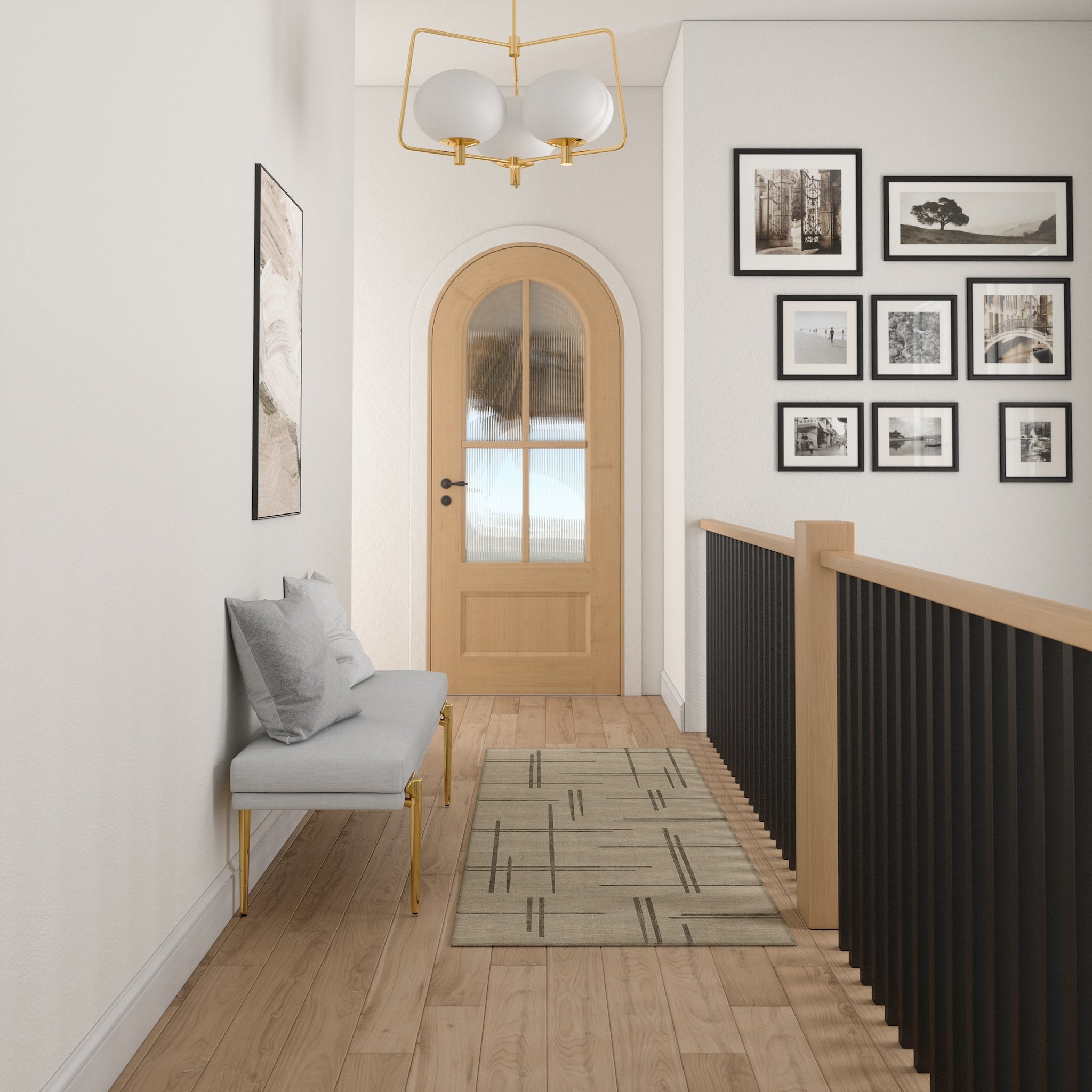 Sage Alfombra de Diseño Lineal Abstracto