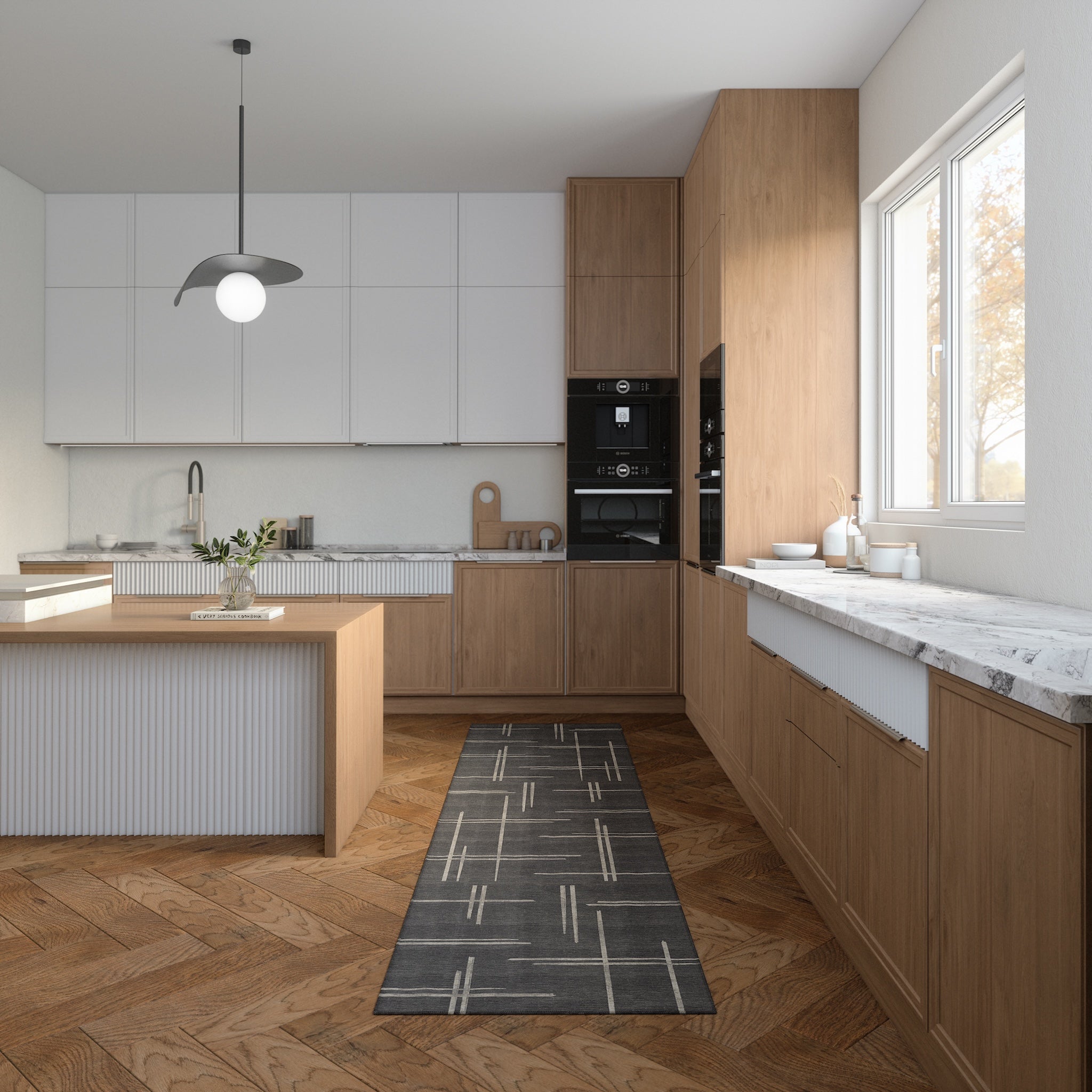 Sage Alfombra de Diseño Lineal Abstracto