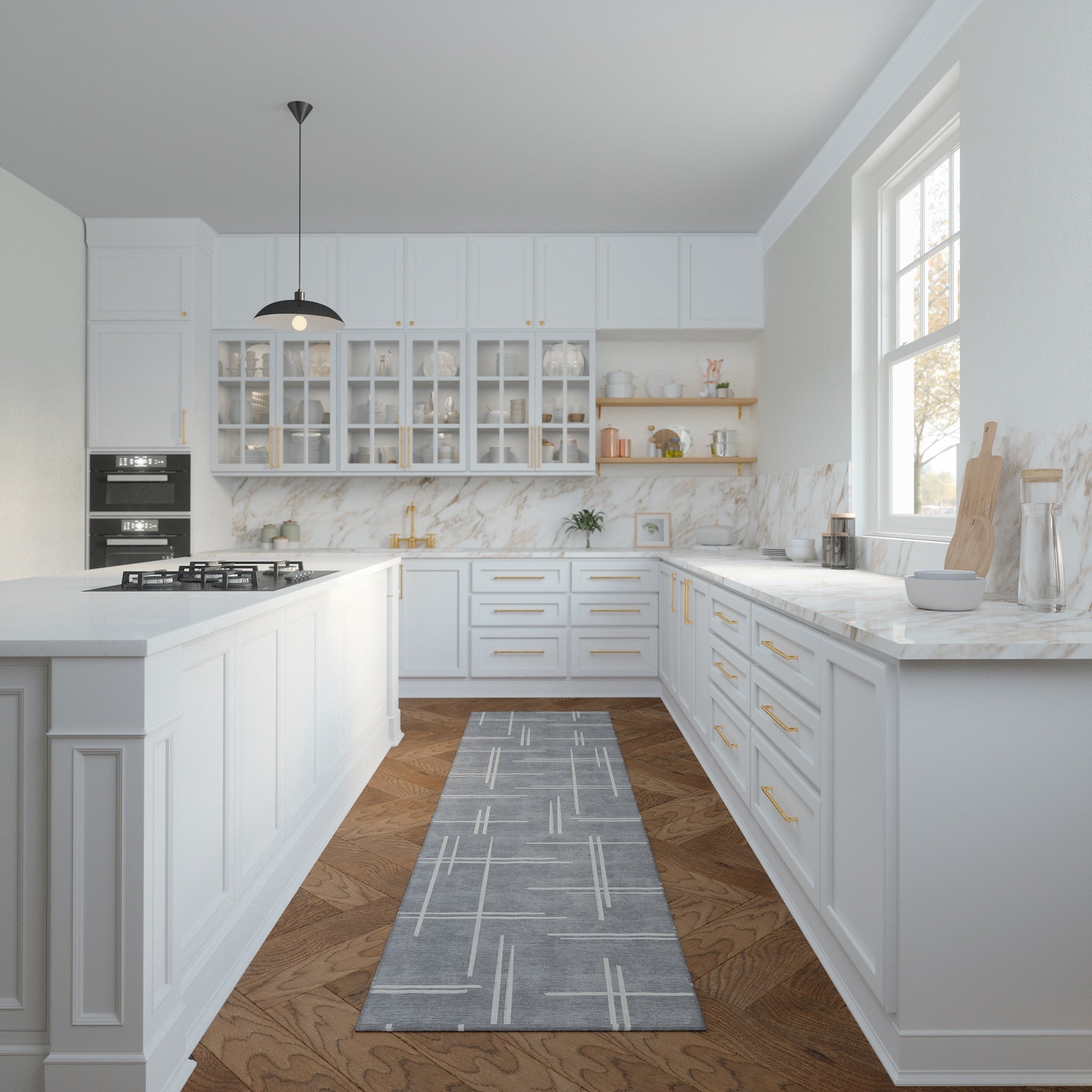 Sage Alfombra de Diseño Lineal Abstracto