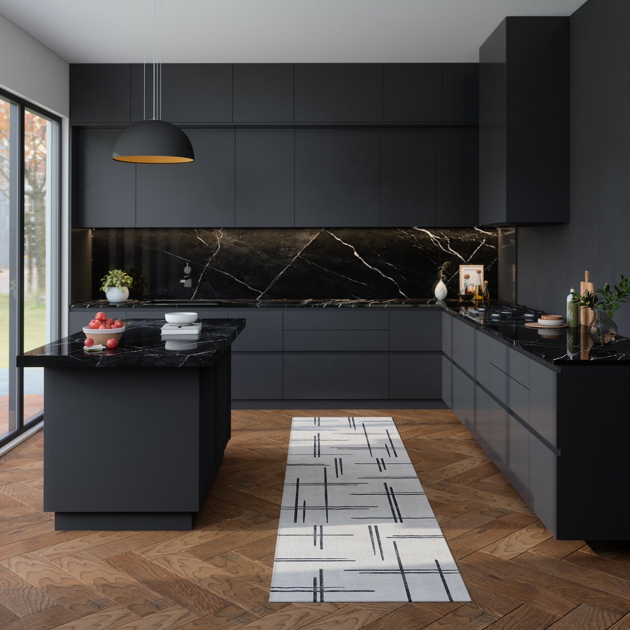 Sage Alfombra de Diseño Lineal Abstracto