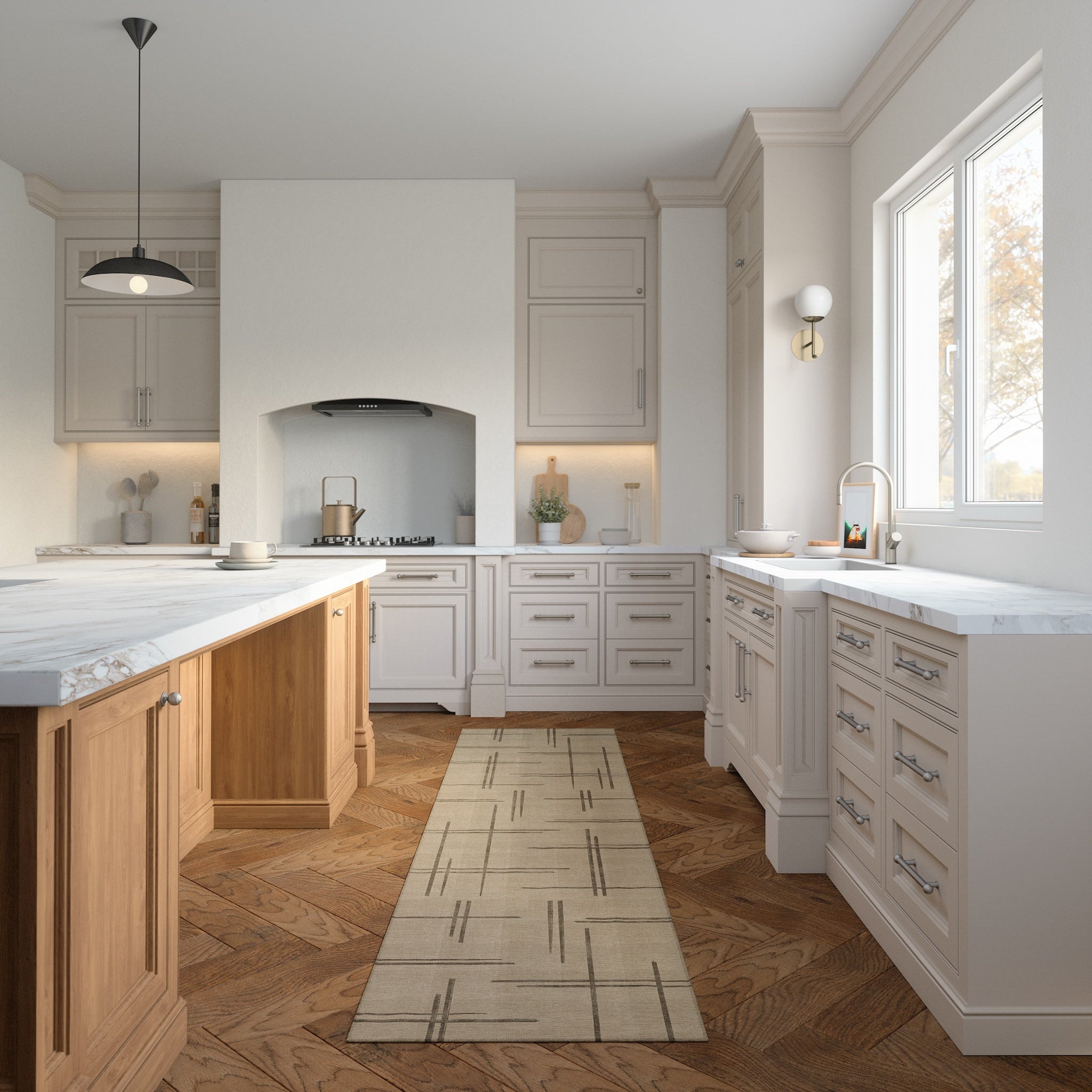 Sage Alfombra de Diseño Lineal Abstracto