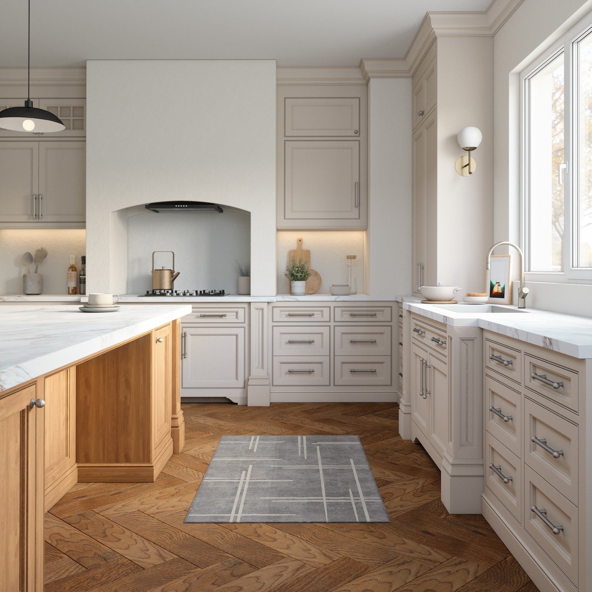 Sage Alfombra de Diseño Lineal Abstracto