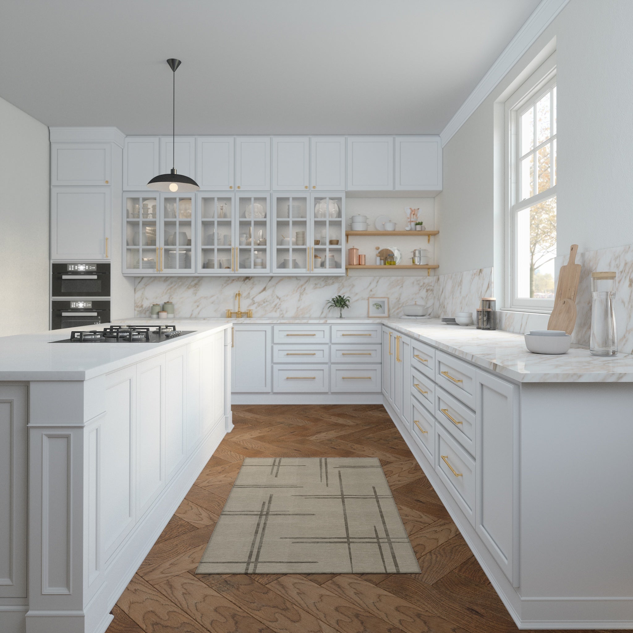 Sage Alfombra de Diseño Lineal Abstracto