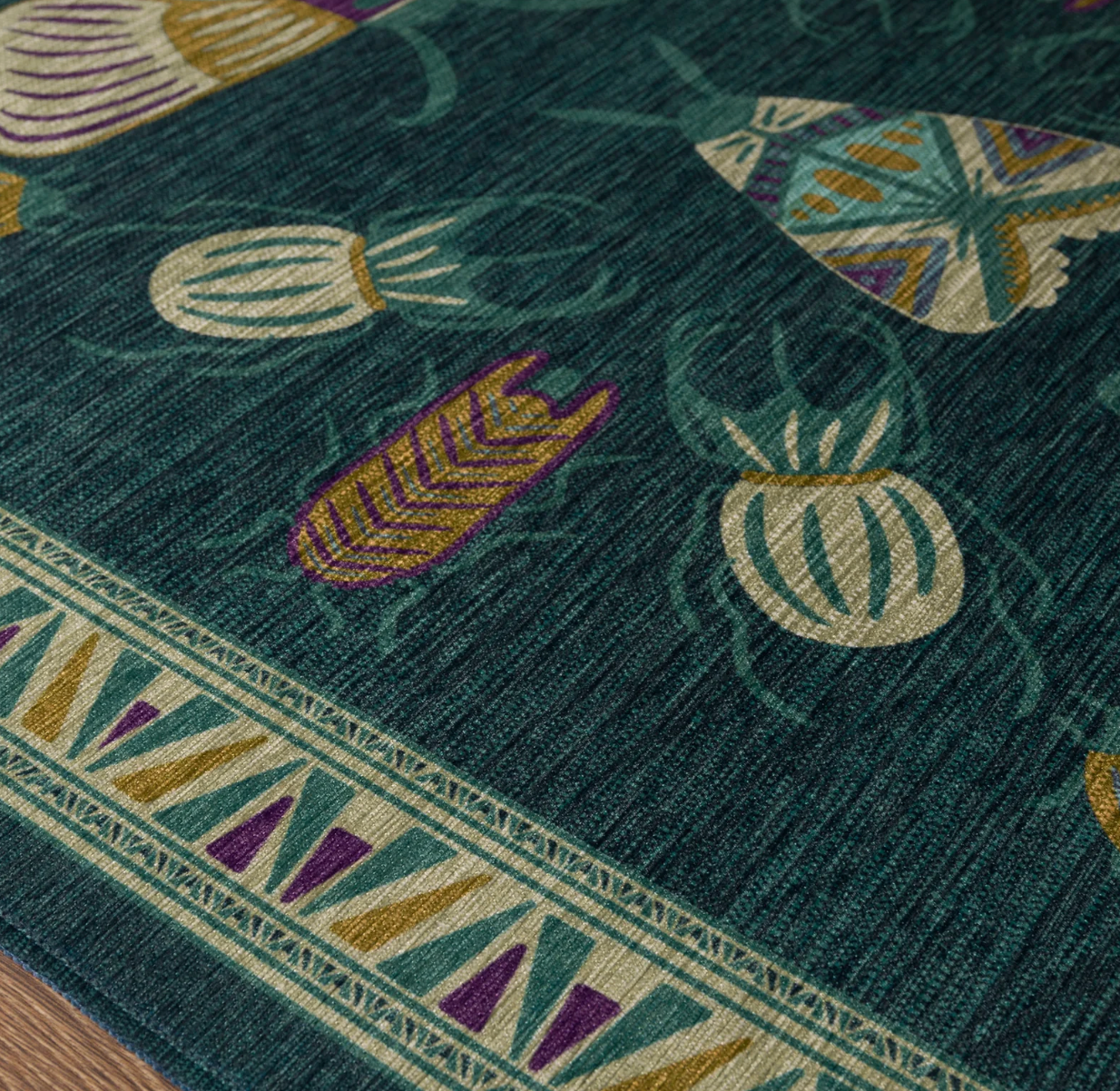 Thalia Eclectic Insect Motif Rug Featuring Detailed Insect Art