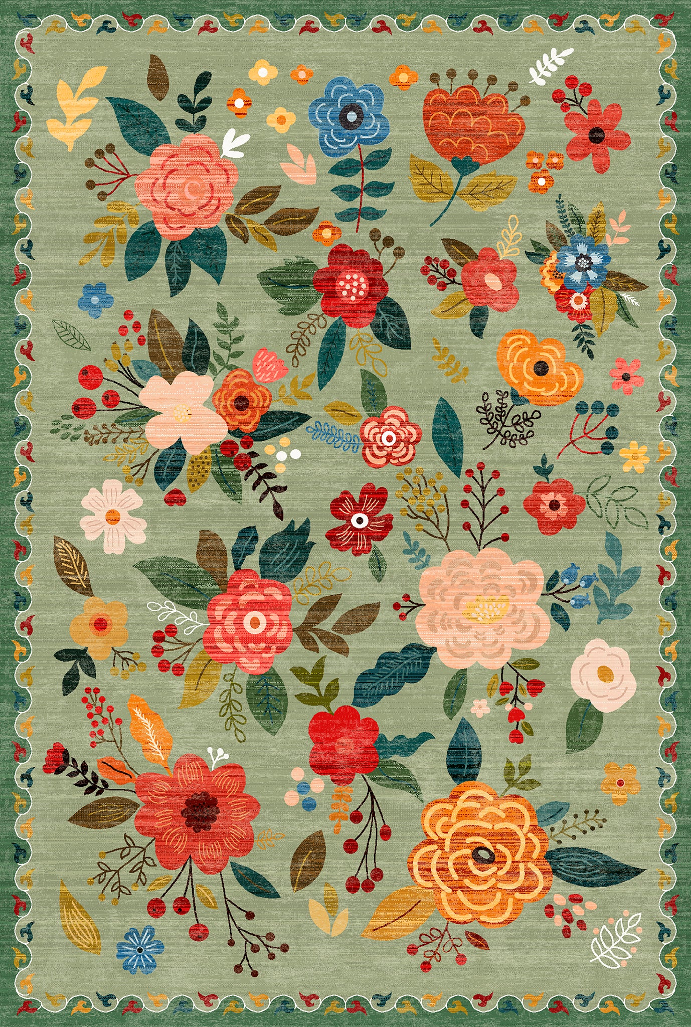 Lera Vintage Floral Pattern Rug