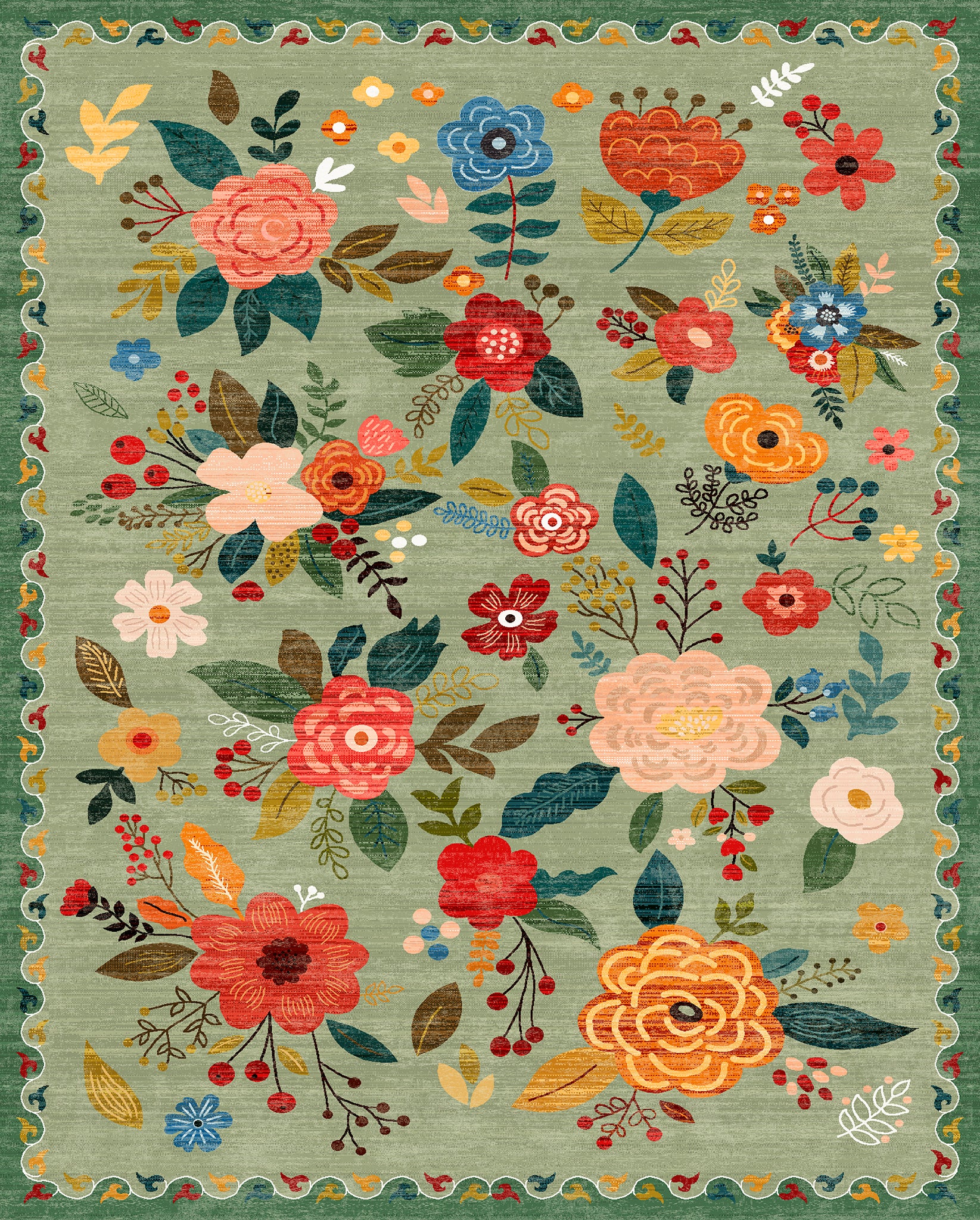 Lera Vintage Floral Pattern Rug