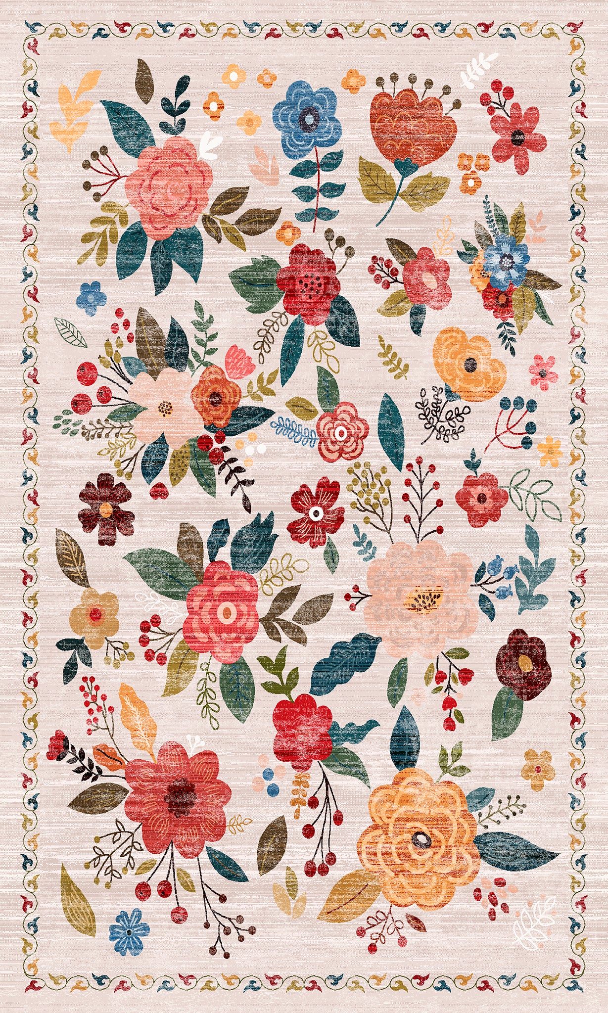 Lera Vintage Floral Pattern Rug