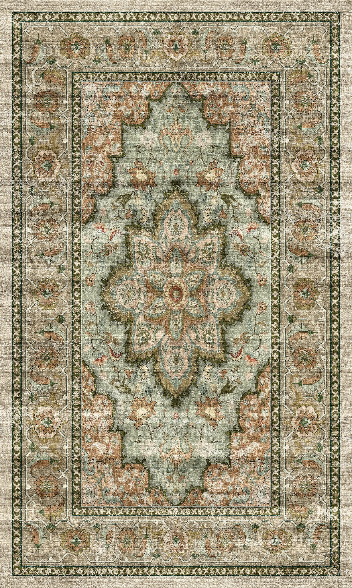 Aubrey Tapis à médaillon classique