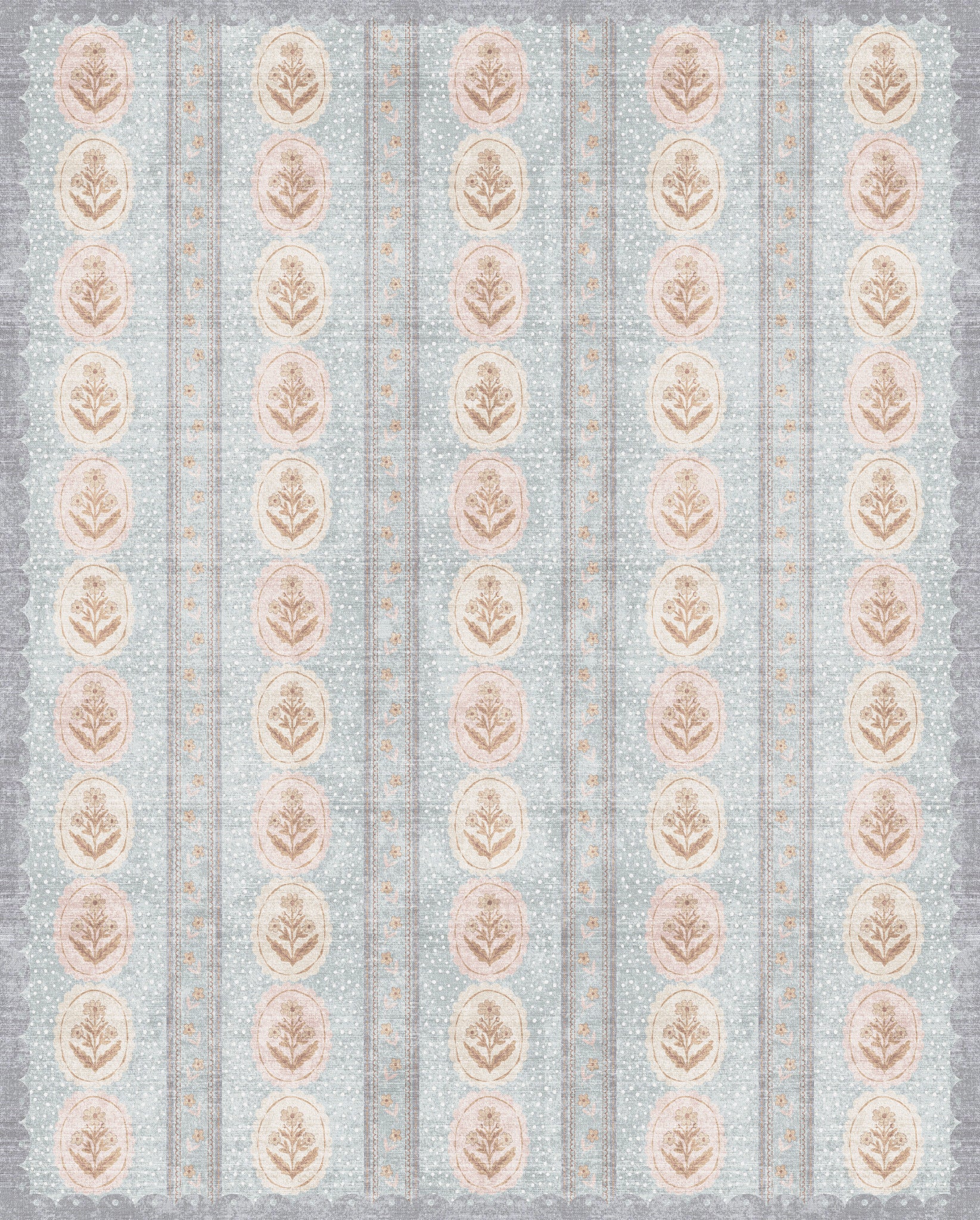 Lilia Minkštas gėlių medaliono kilimas