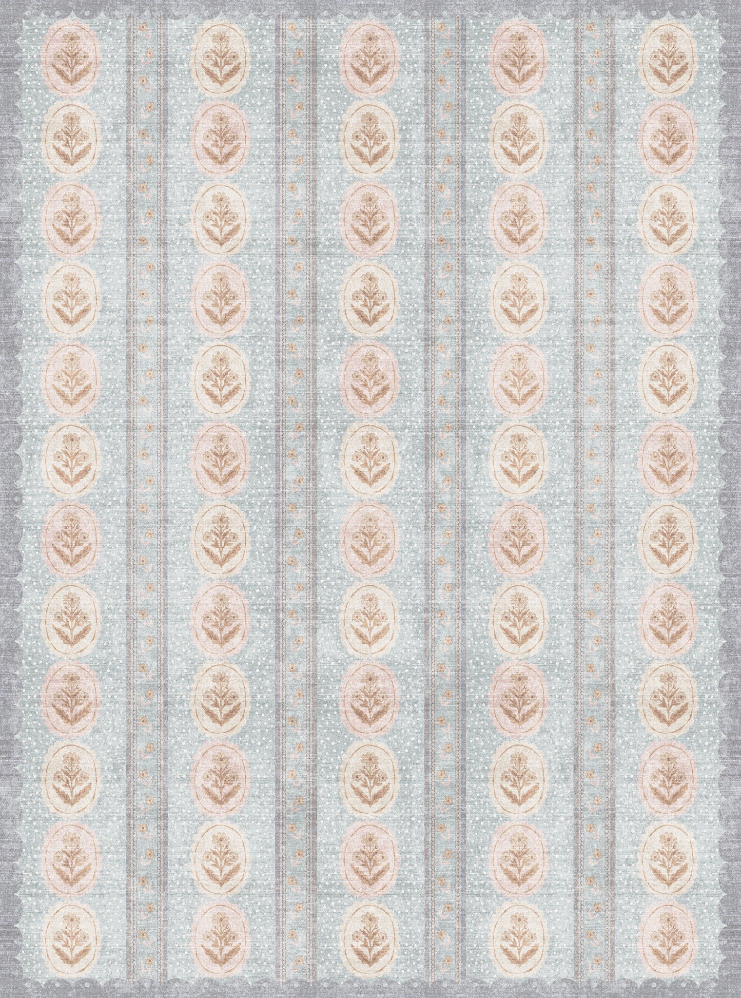 Lilia Minkštas gėlių medaliono kilimas