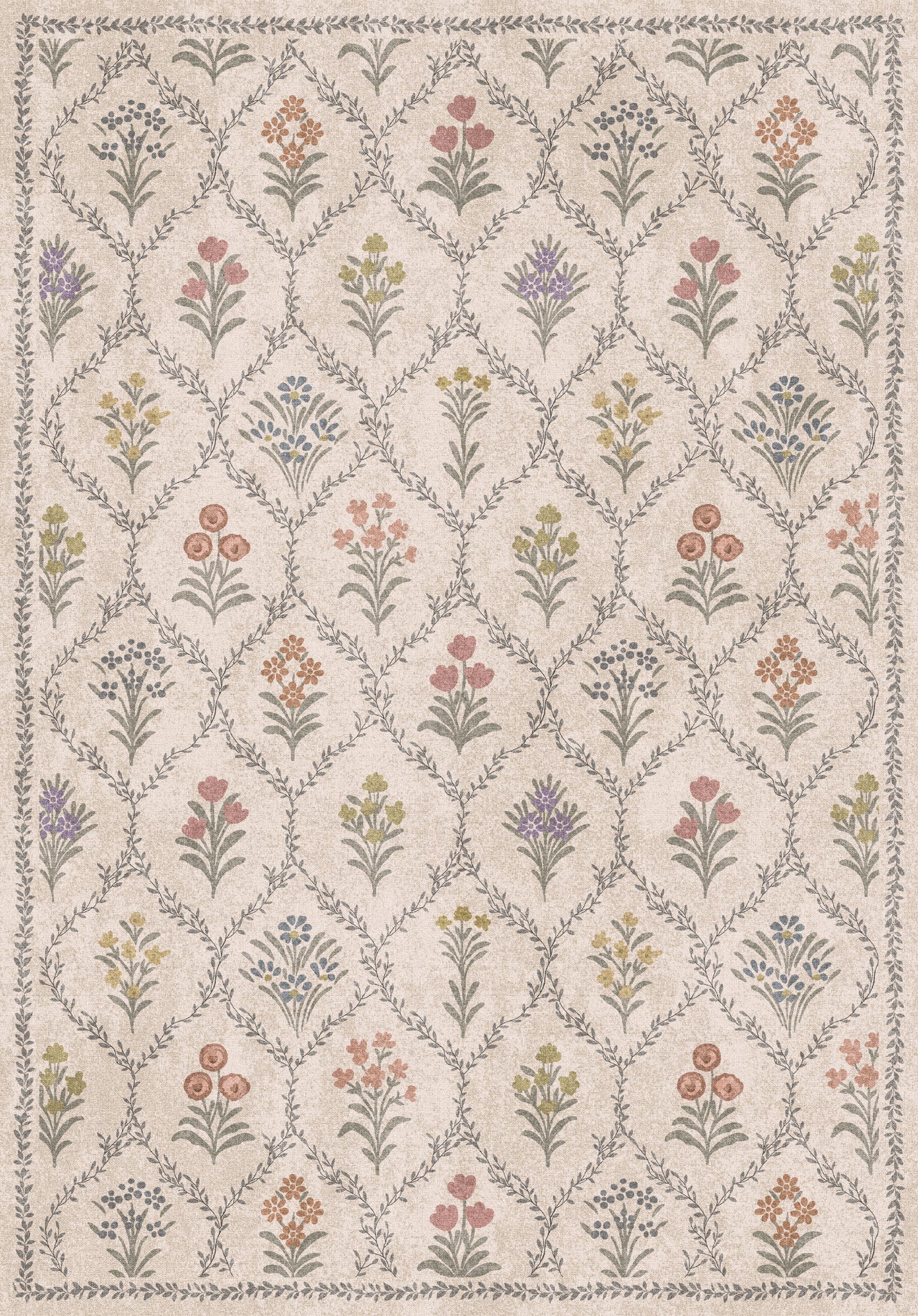 Millie Tappeto da giardino floreale vintage