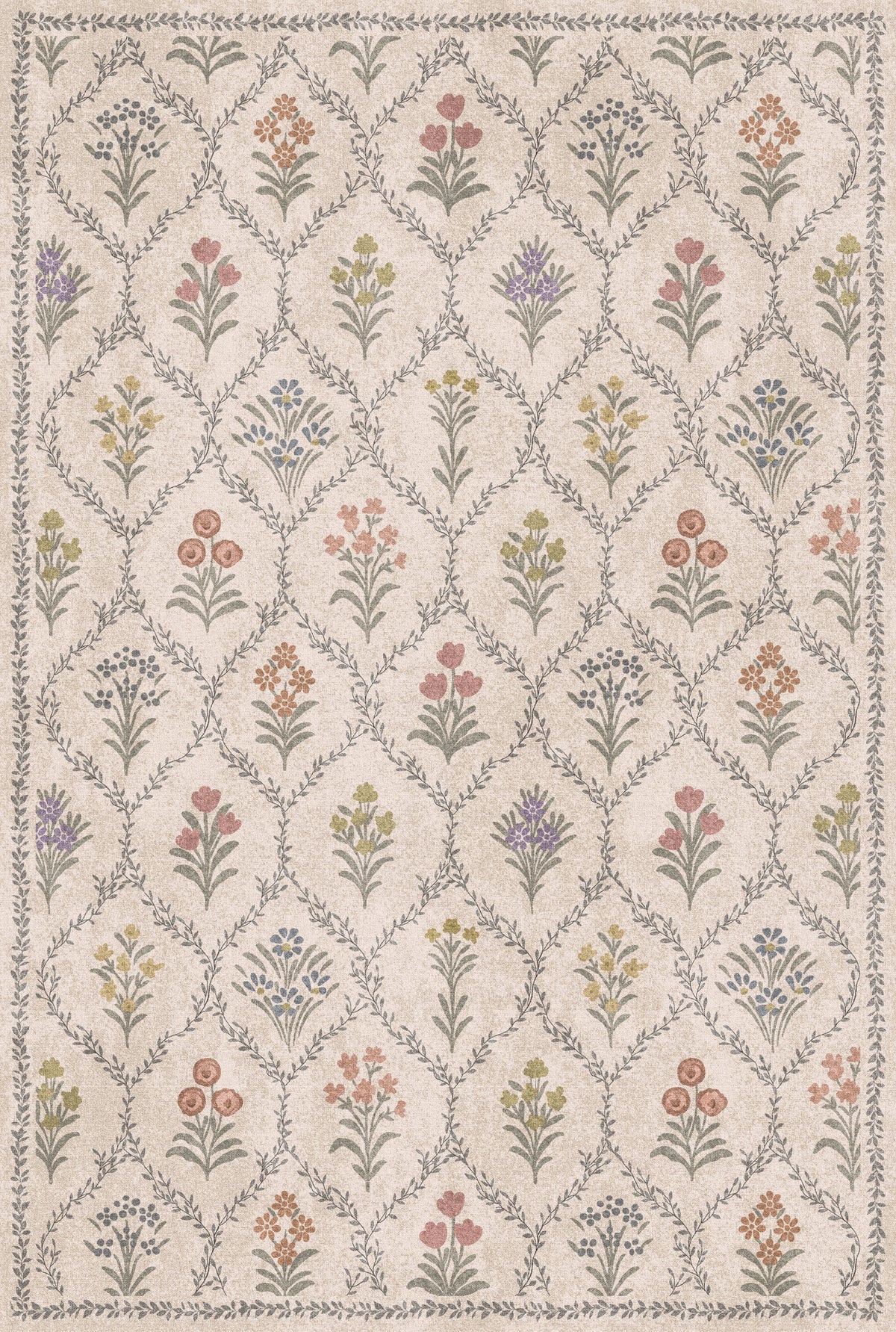 Millie Vintage Floral Garden Rug
