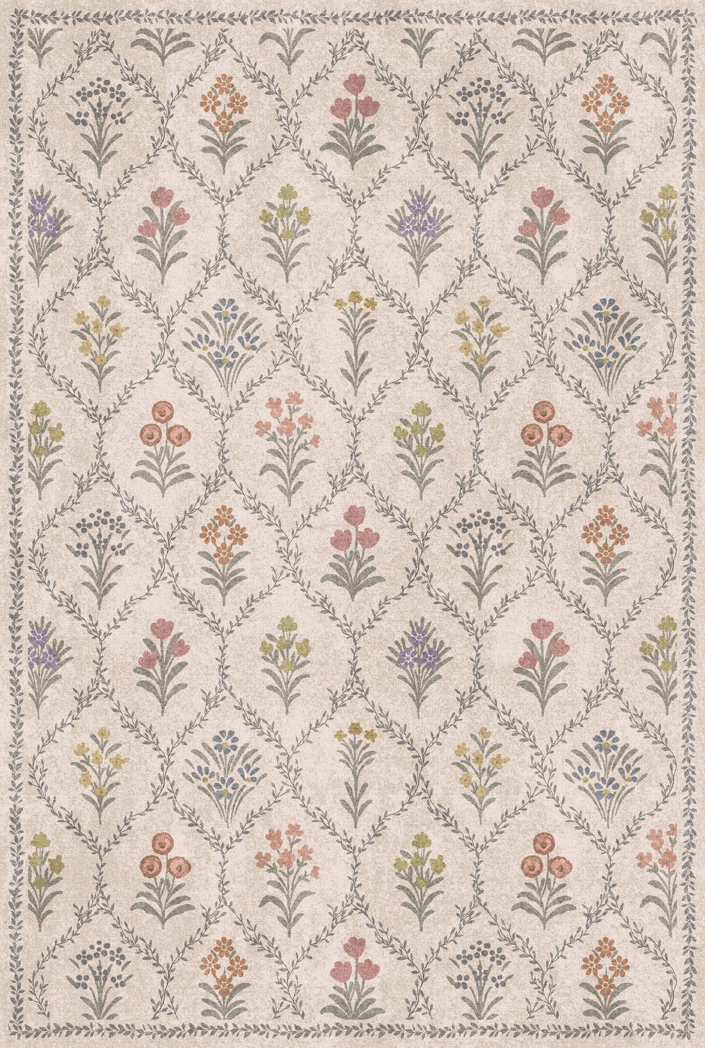 Millie Alfombra de jardín floral vintage