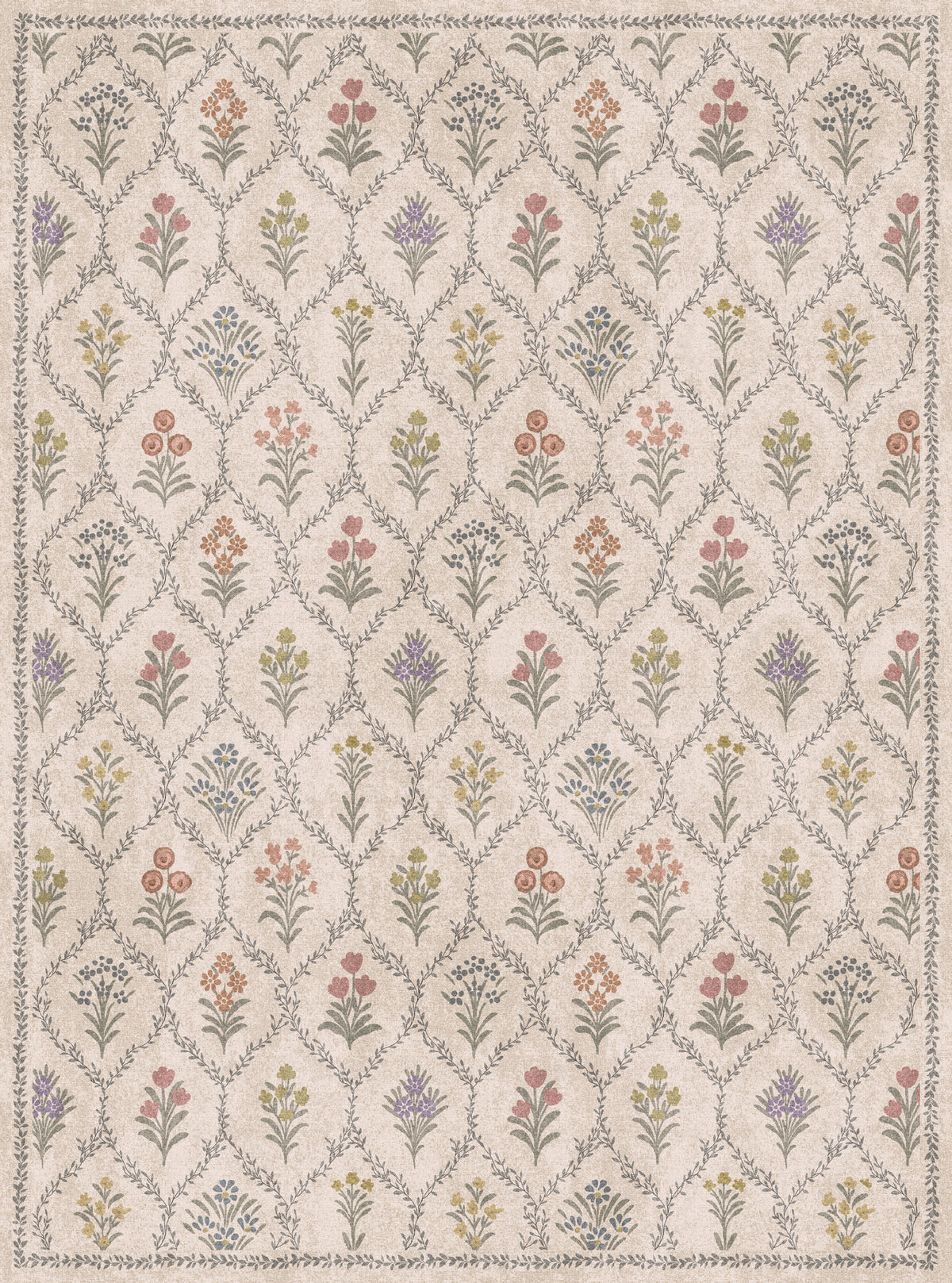 Millie Vintage Floral Garden Rug