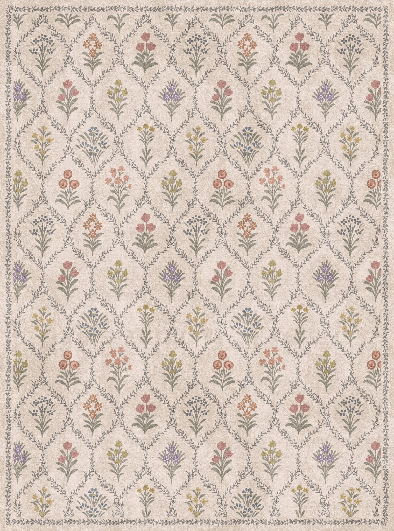 Millie Alfombra de jardín floral vintage