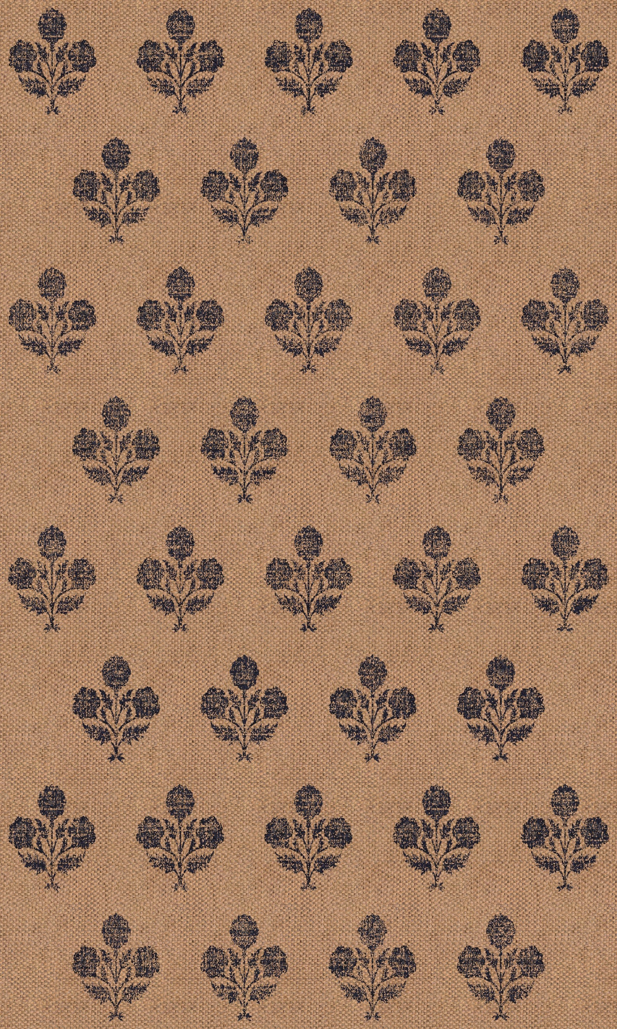 Ella Floral Motif Outdoor Rug – Navy – 90x150