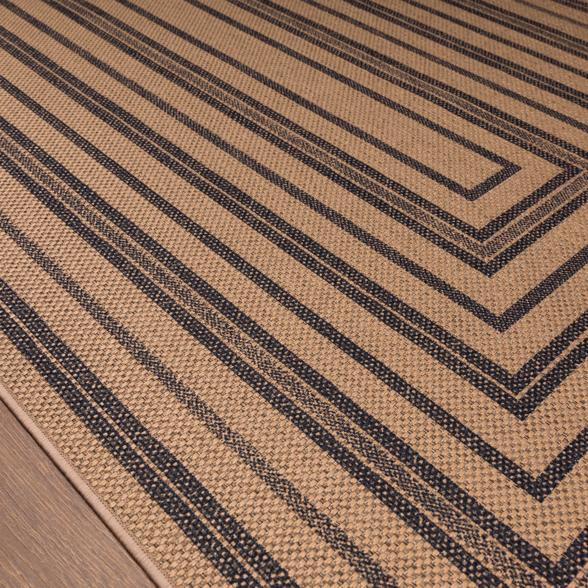 Scottie Geometric Border Outdoor Rug – Navy