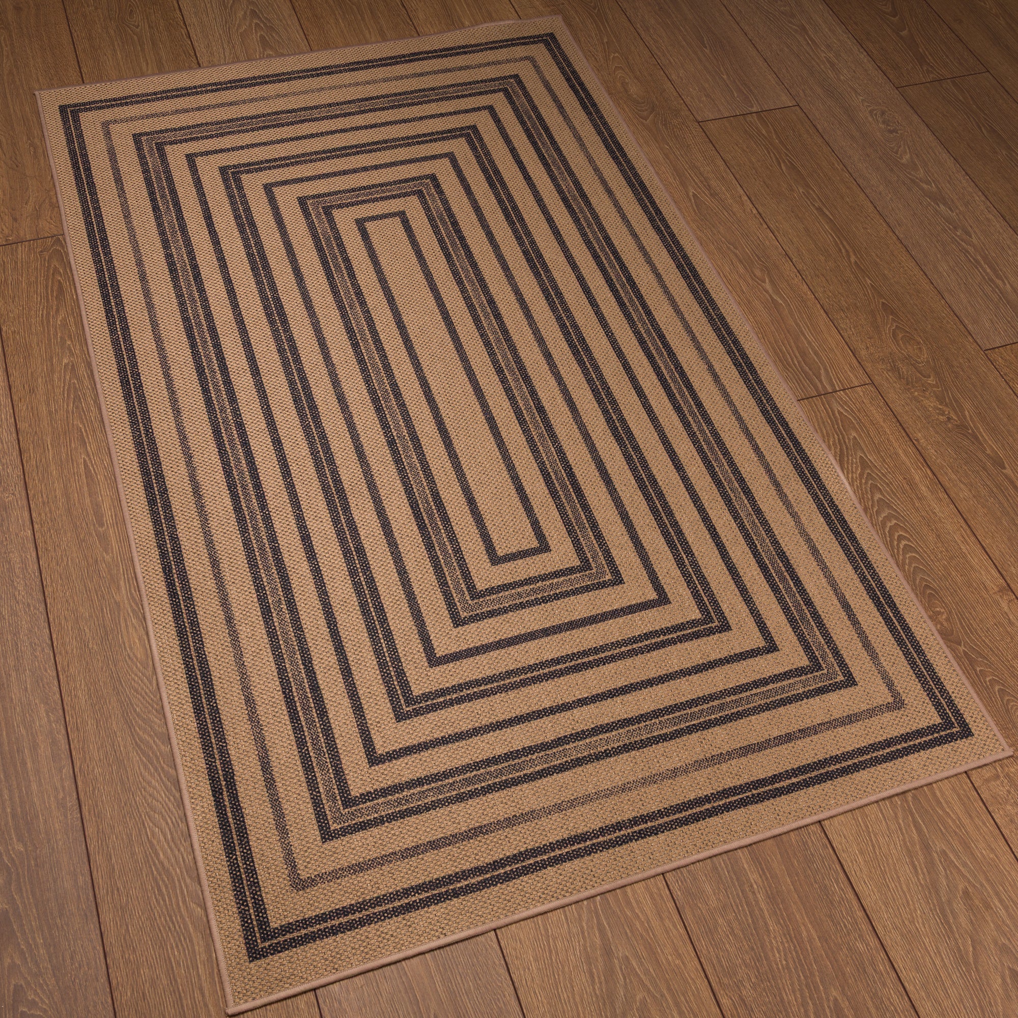 Scottie Geometric Border Outdoor Rug – Navy