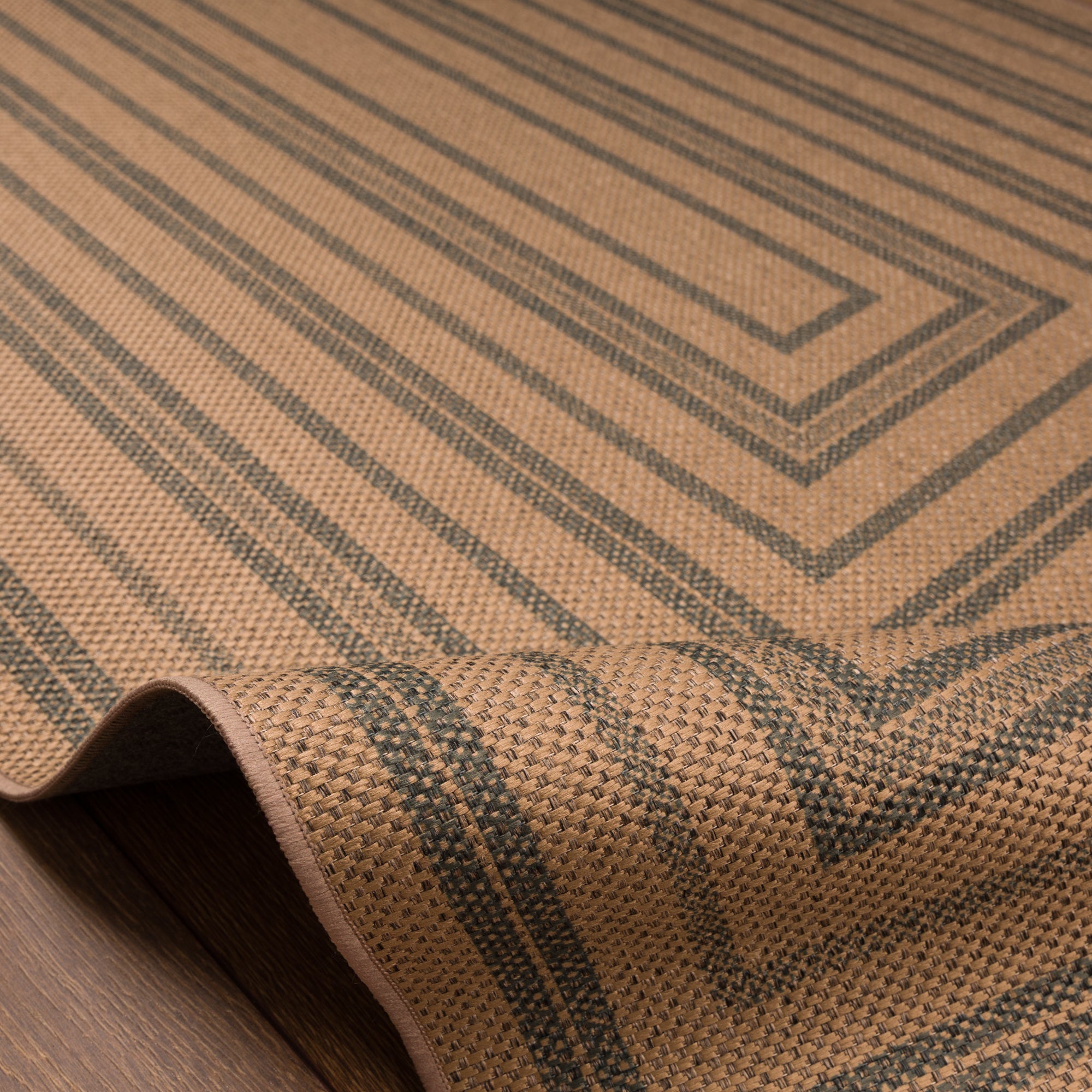 Scottie Geometric Border Outdoor Rug – Teal