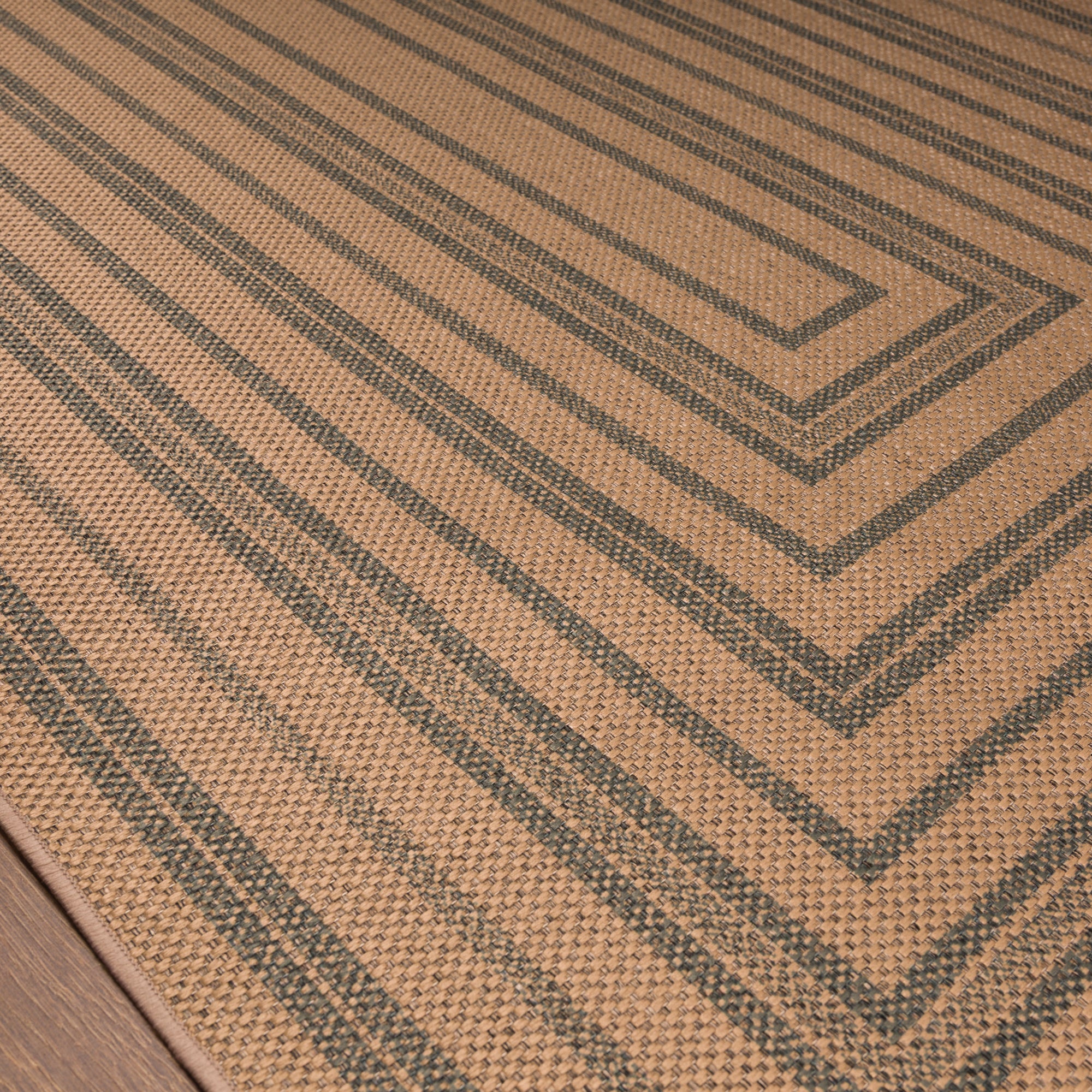 Scottie Geometric Border Outdoor Rug – Teal