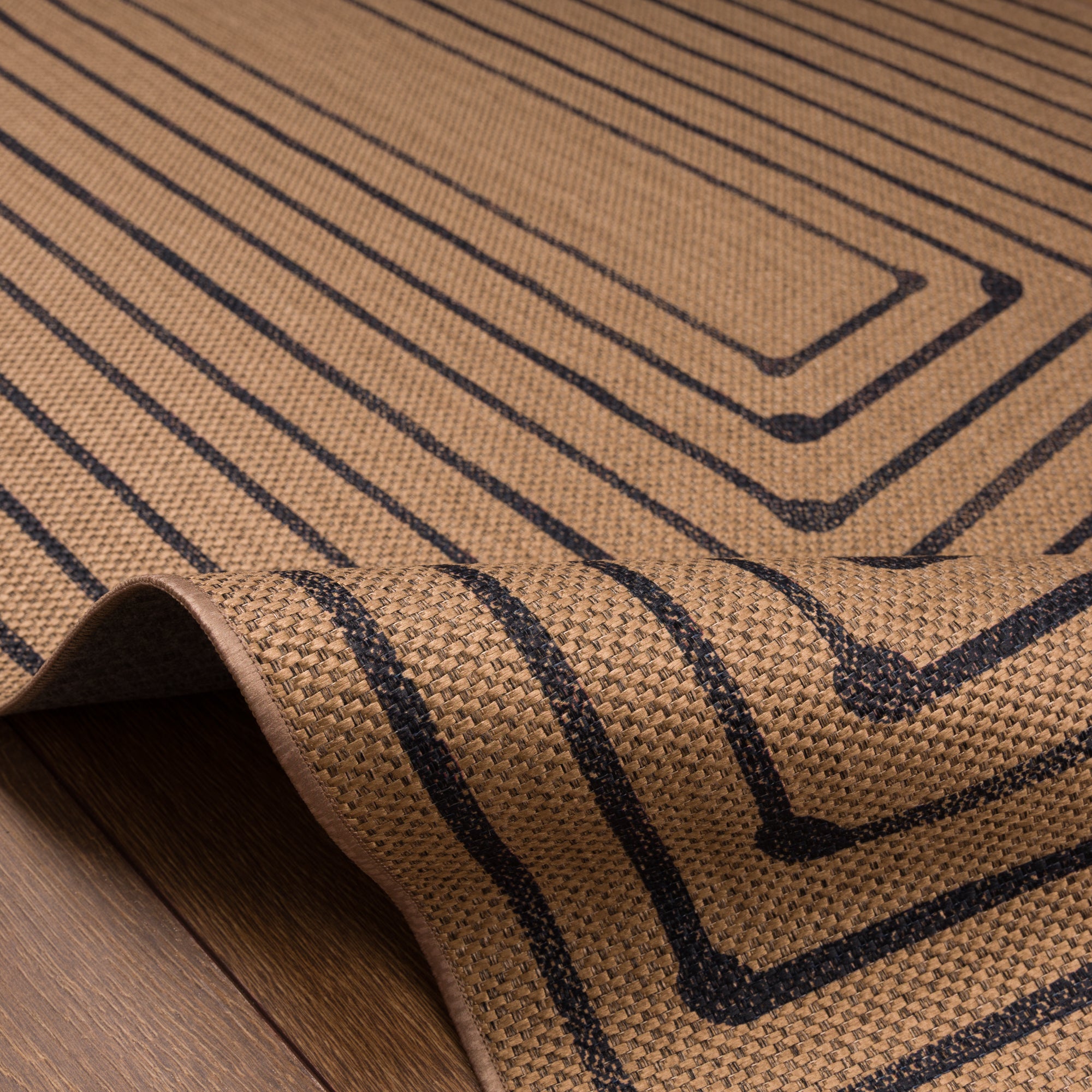 Jody Geometric Border Outdoor Rug – Navy