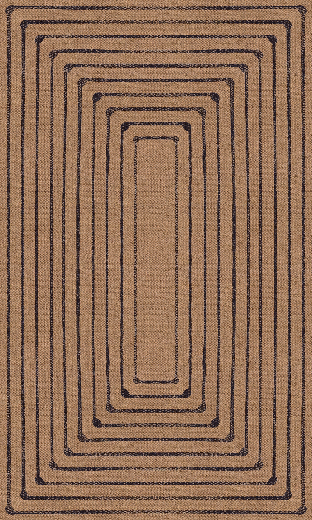 Jody Geometric Border Outdoor Rug – Navy – 90x150