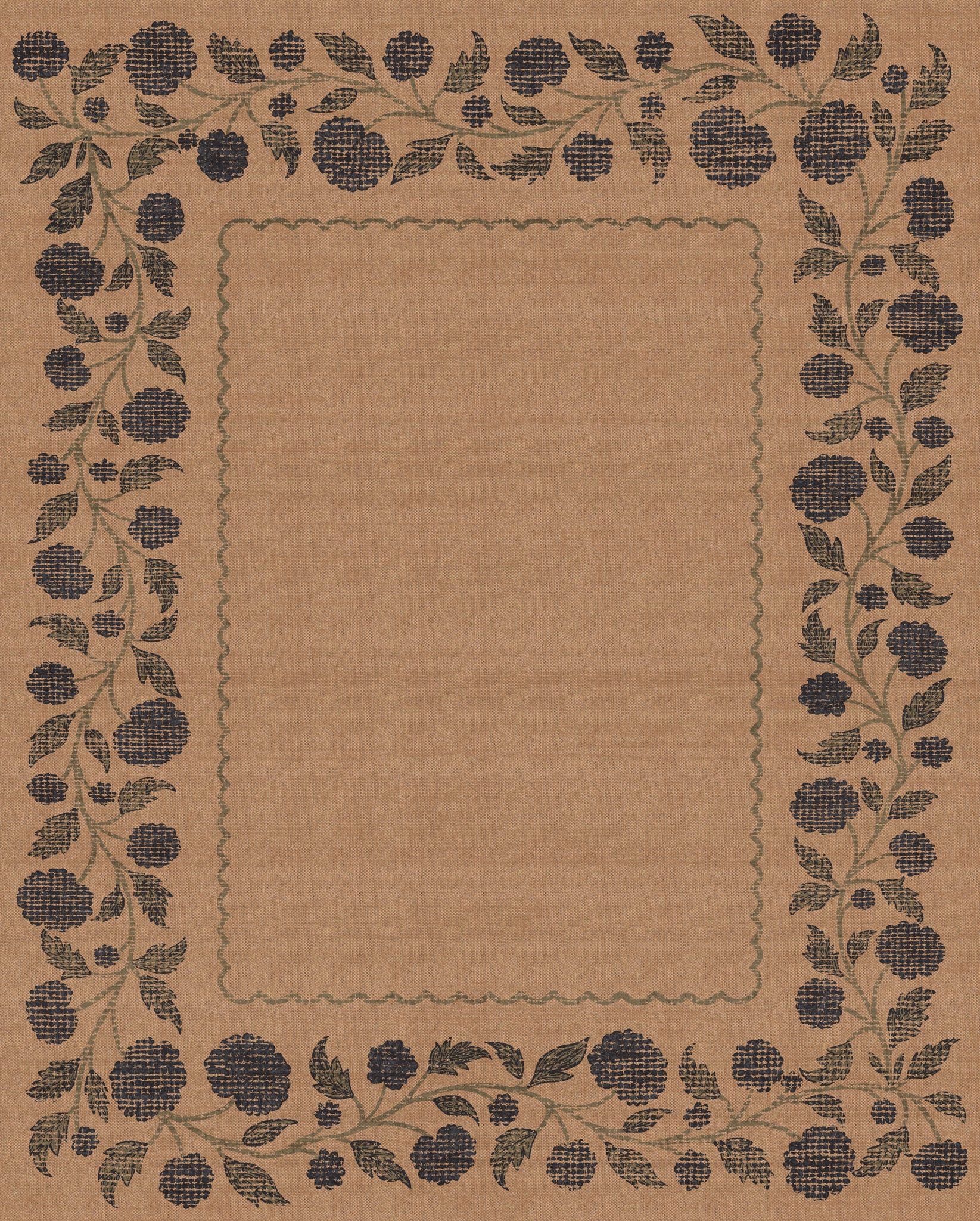 Tiana Floral Border Outdoor Rug – Navy – 245x305
