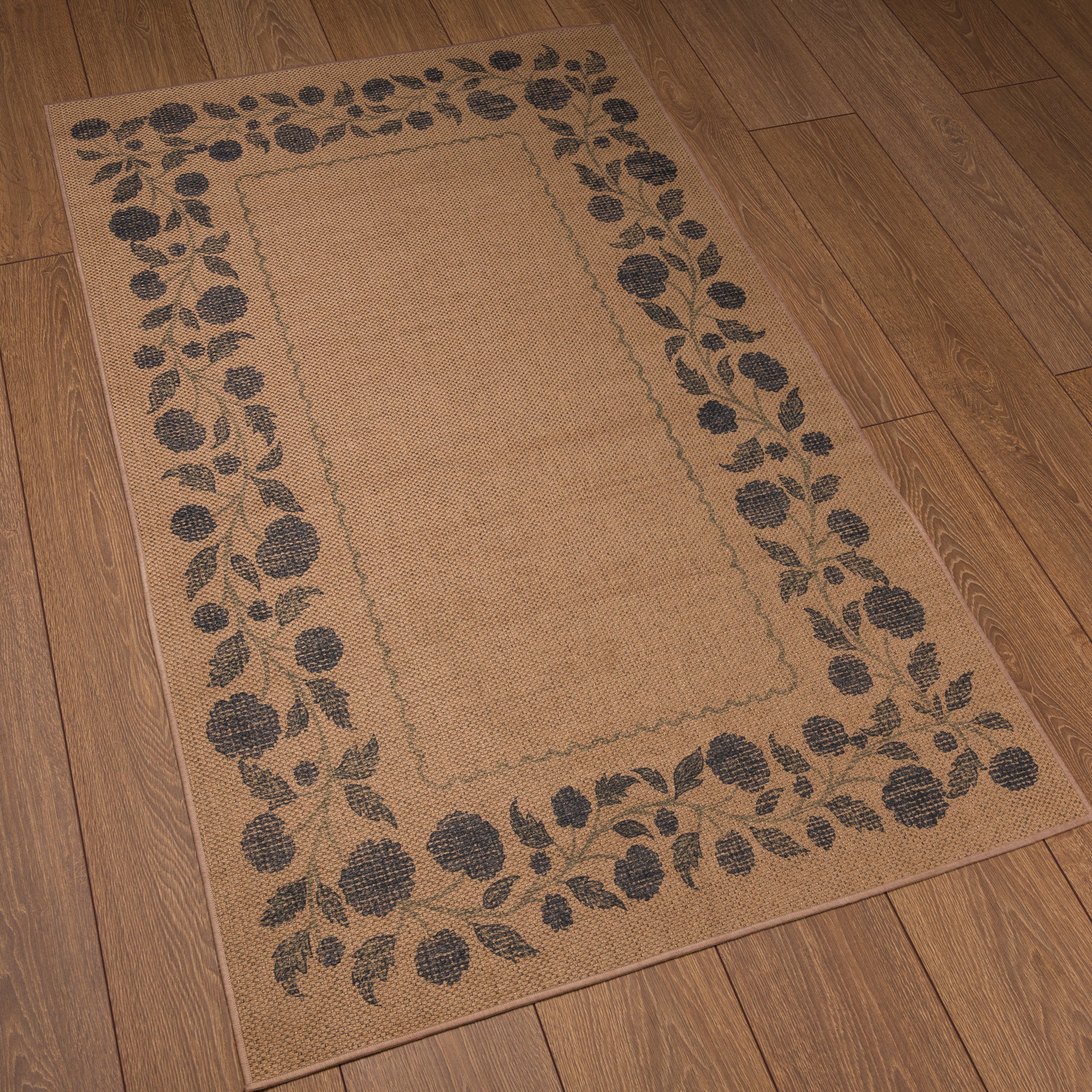 Tiana Floral Border Outdoor Rug – Navy