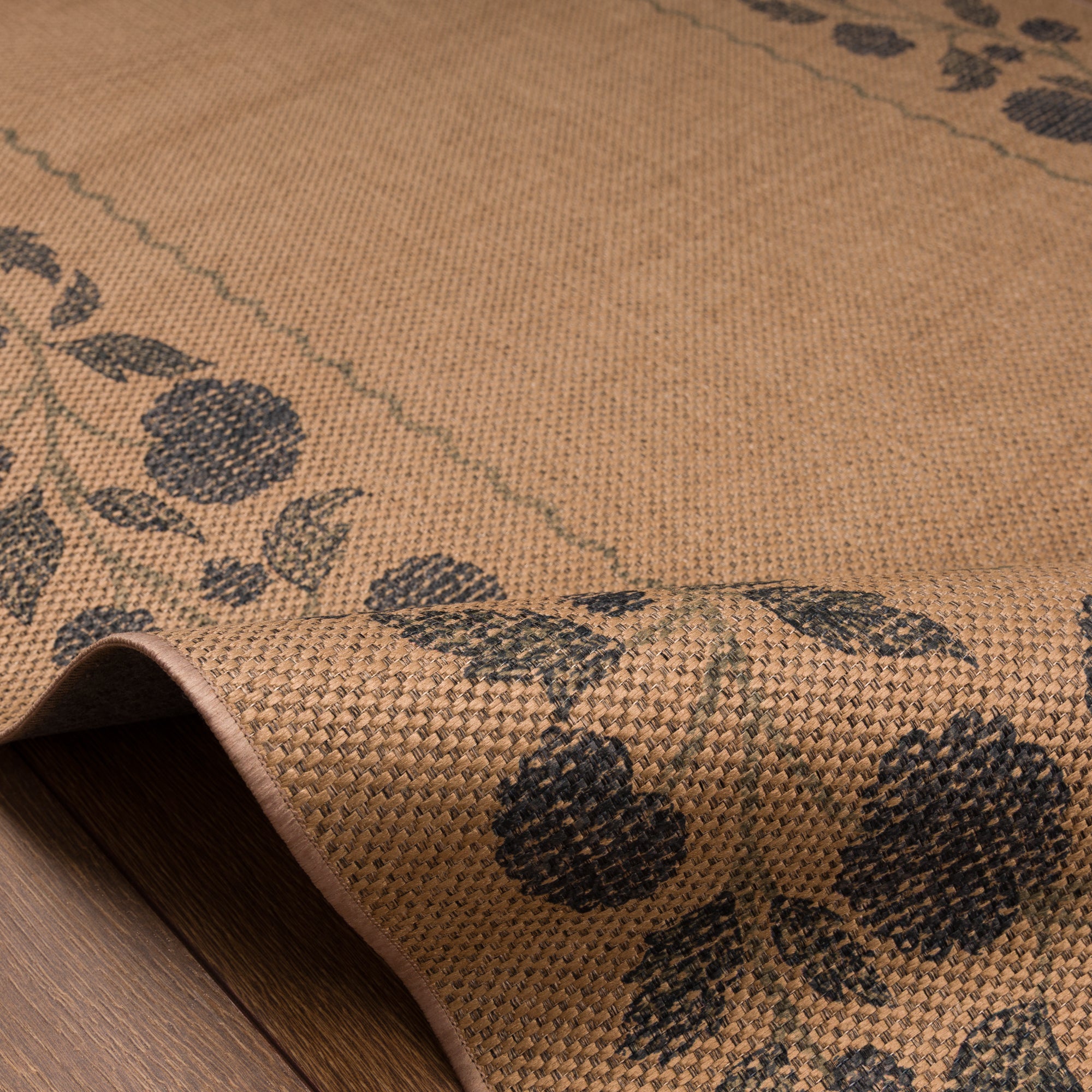 Tiana Floral Border Outdoor Rug – Navy
