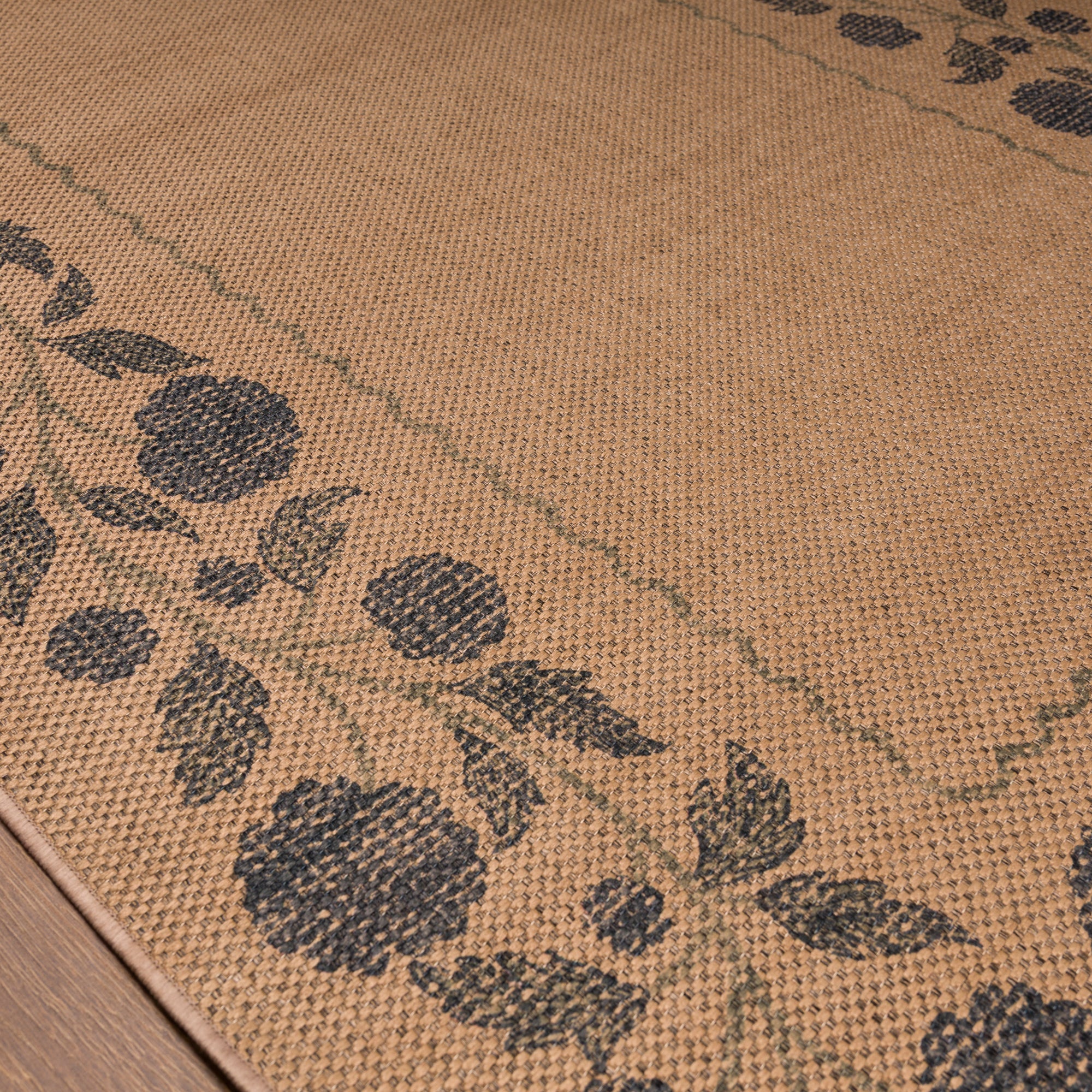 Tiana Floral Border Outdoor Rug – Navy