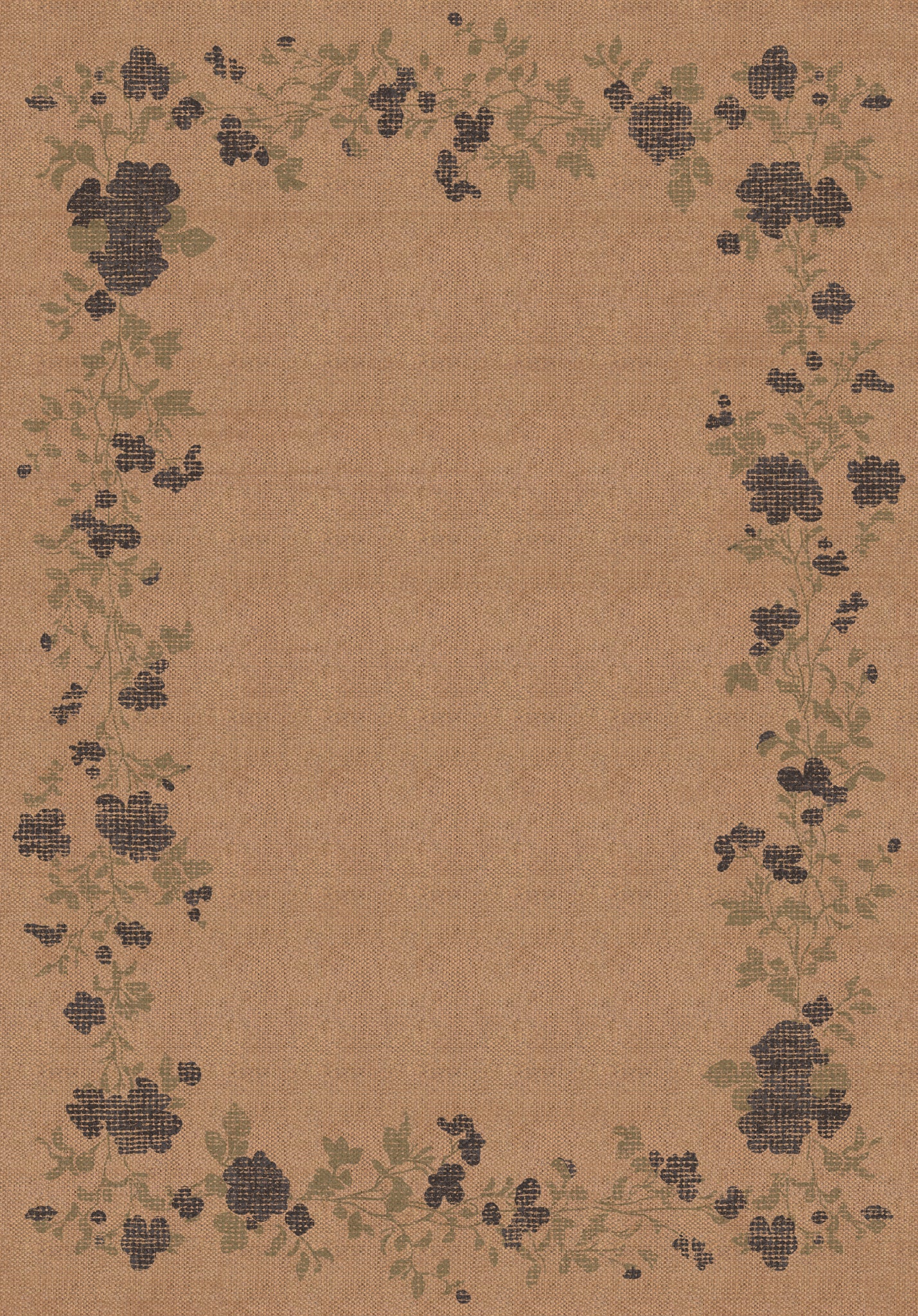 Darcy Floral Border Outdoor Rug – Navy – 150x215