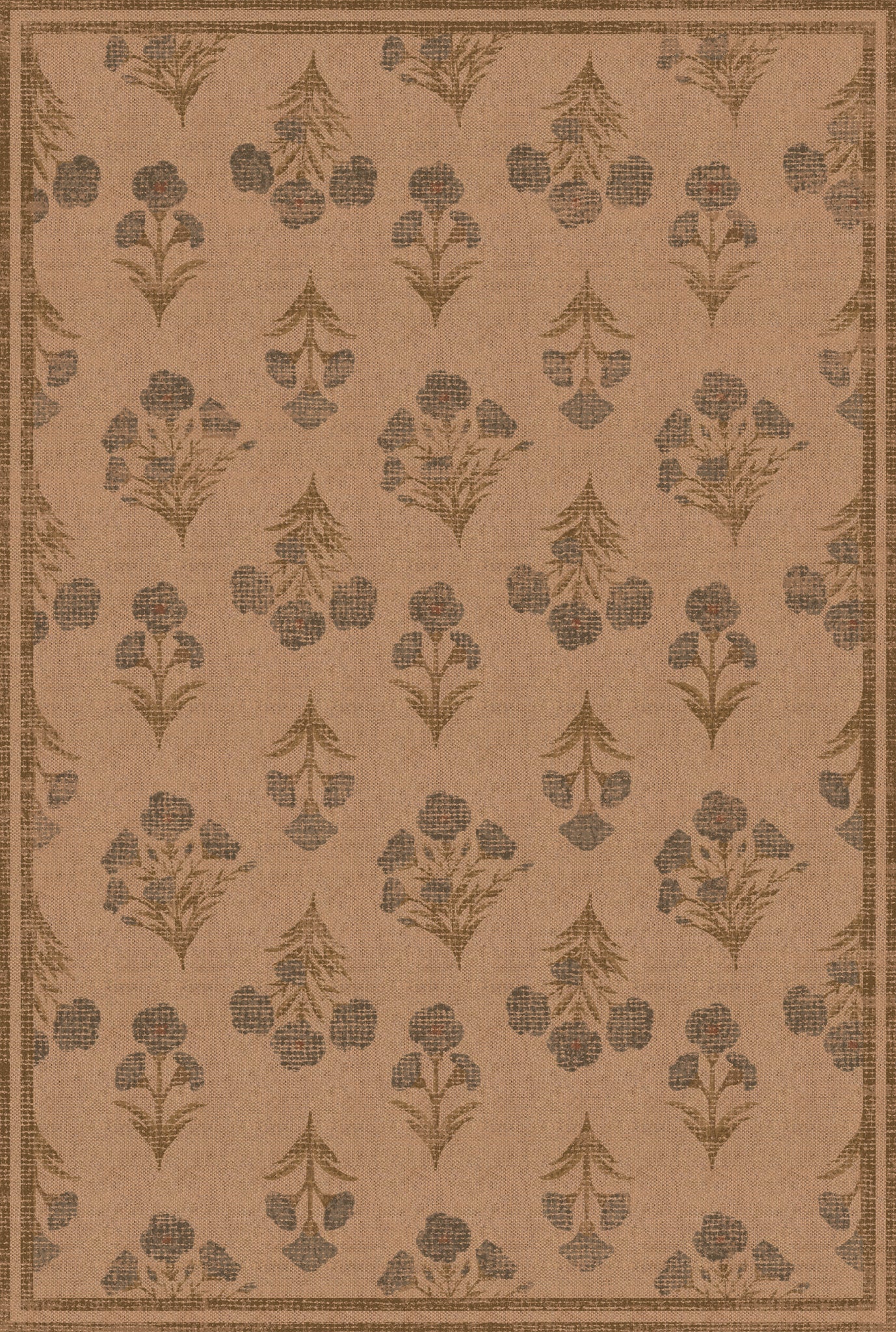Ana Floral Folk Outdoor Rug – Navy – 185x275