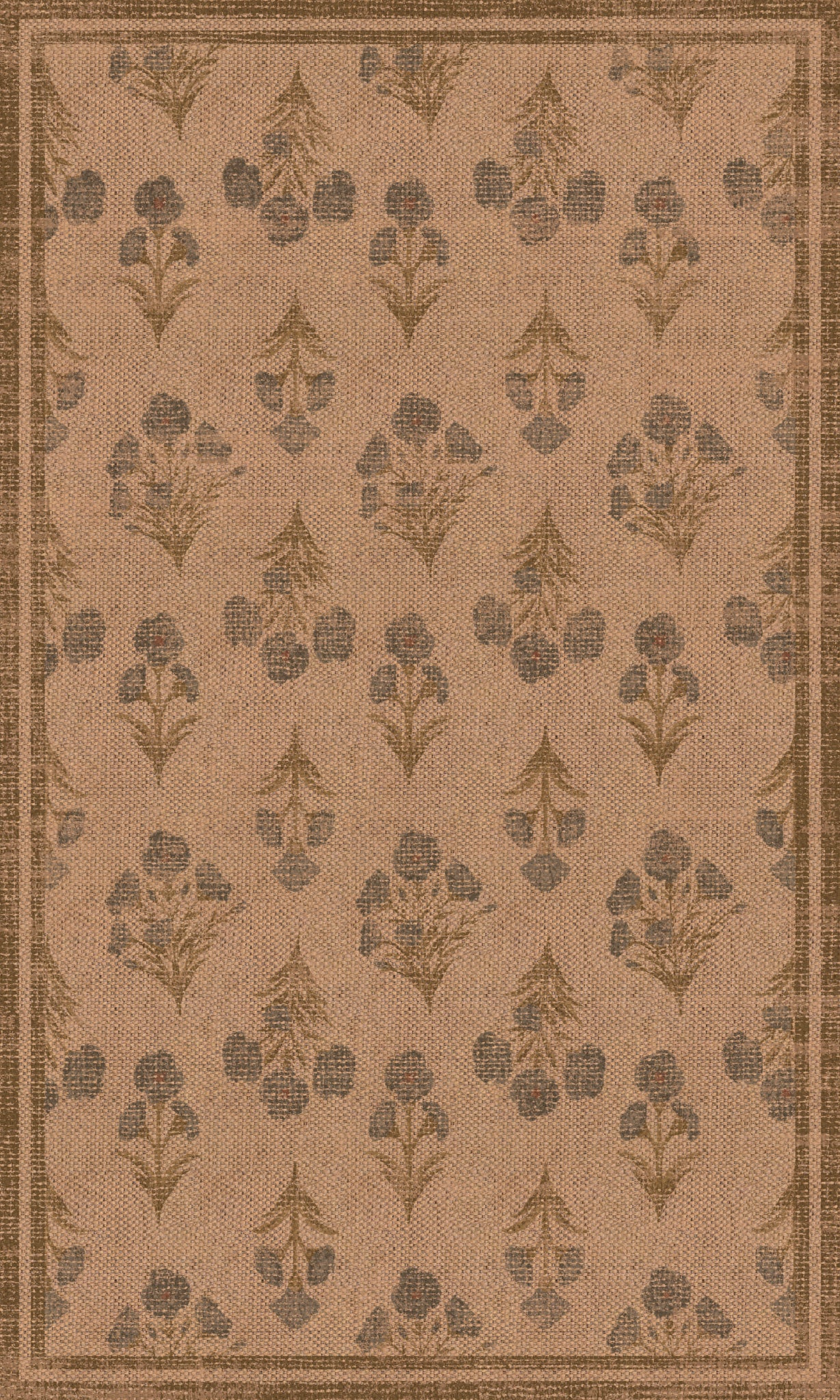 Ana Floral Folk Outdoor Rug – Navy – 90x150