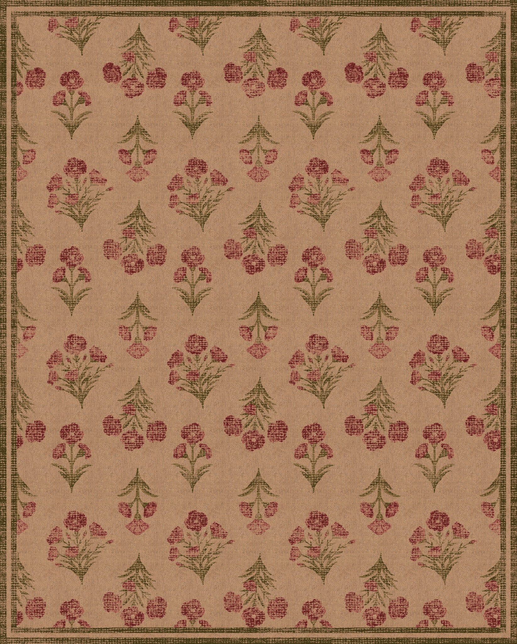 Ana Floral Folk Outdoor Rug – Pink – 245x305