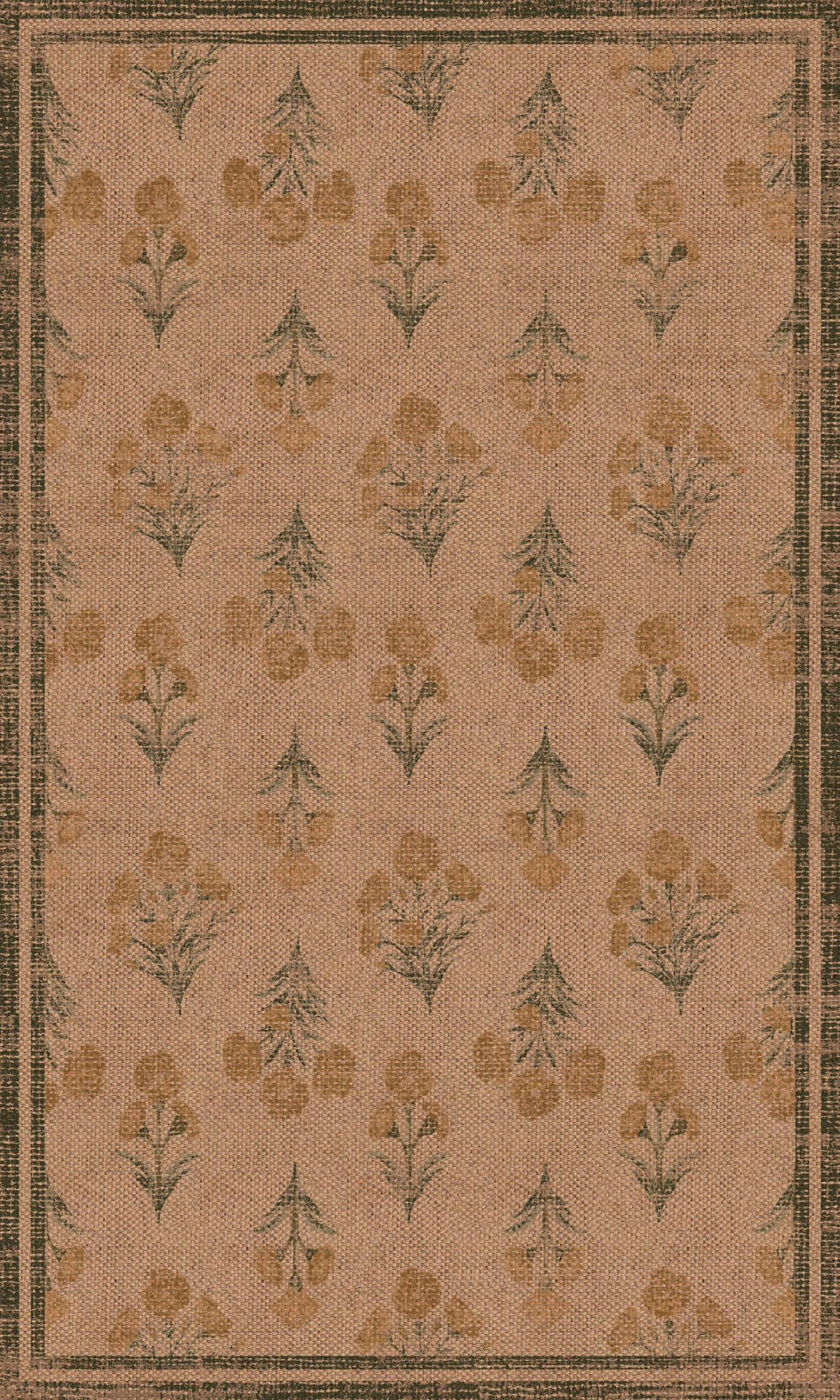 Ana Floral Folk Outdoor Rug – Yellow – 90x150